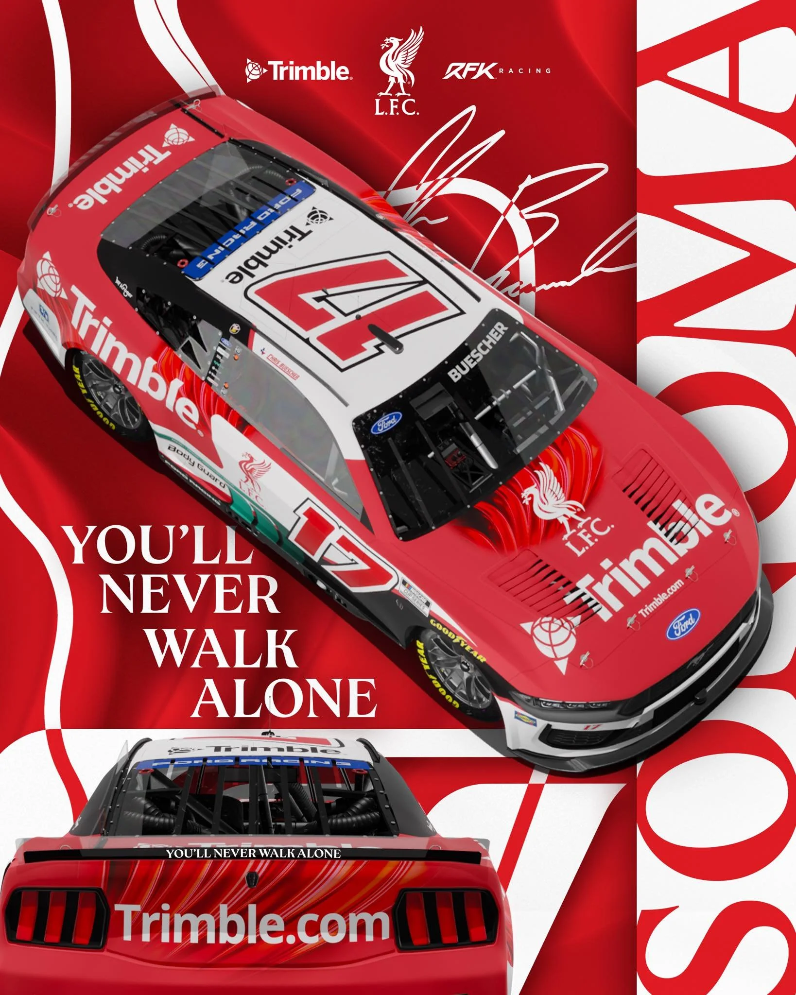 Nascar Cup Series RFK Racing Trimble Liverpool FC Mustang Dark Horse Sonoma Paint Scheme Facebook