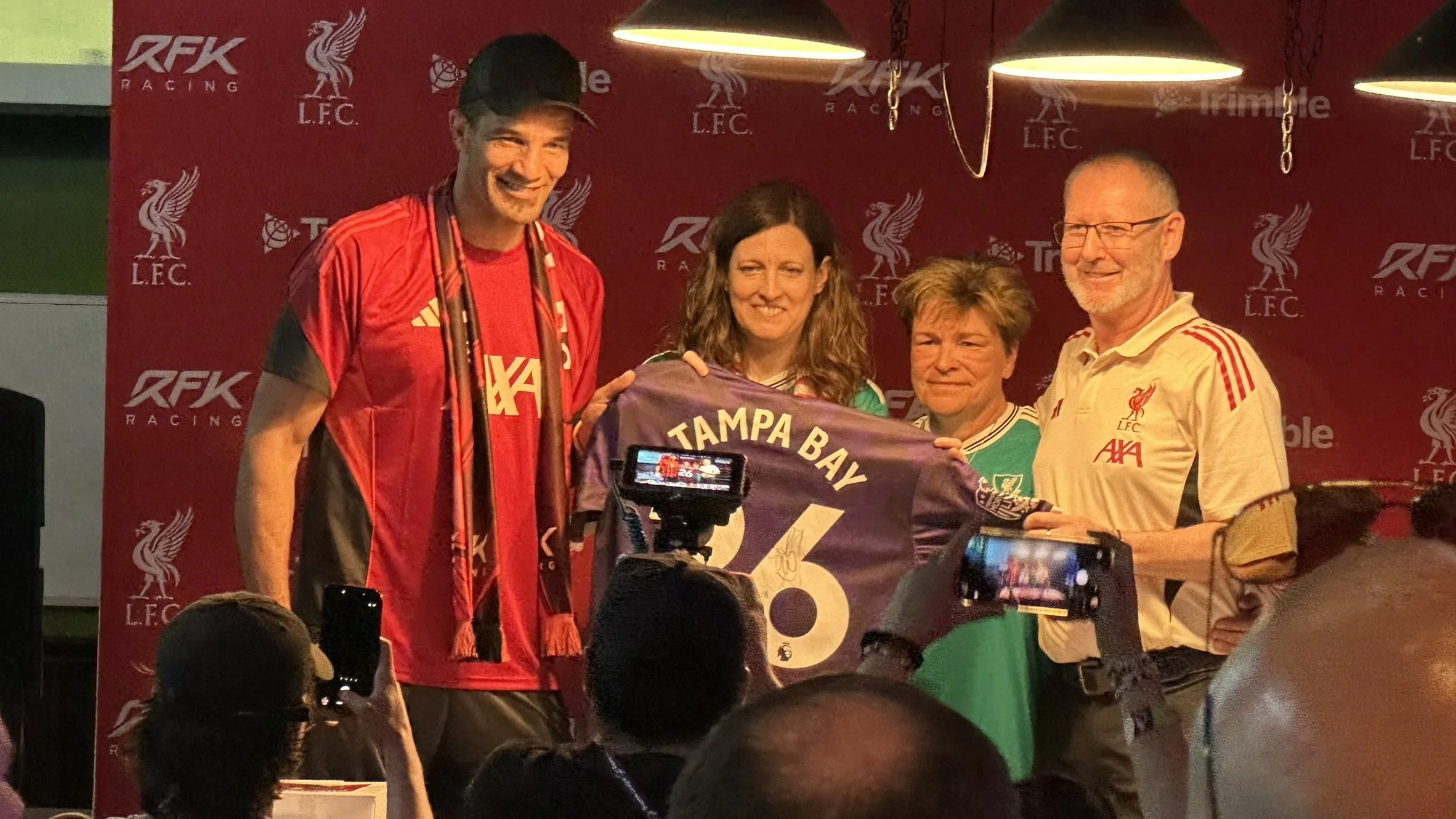 2026 Premier League Fanfest Weekend at Maloney's Local Downtown with Official Liverpool Supporters Club of Tampa Bay OLSC Interview with LFC Legend David James Presenting Tampa Jersey for 2026 Visit