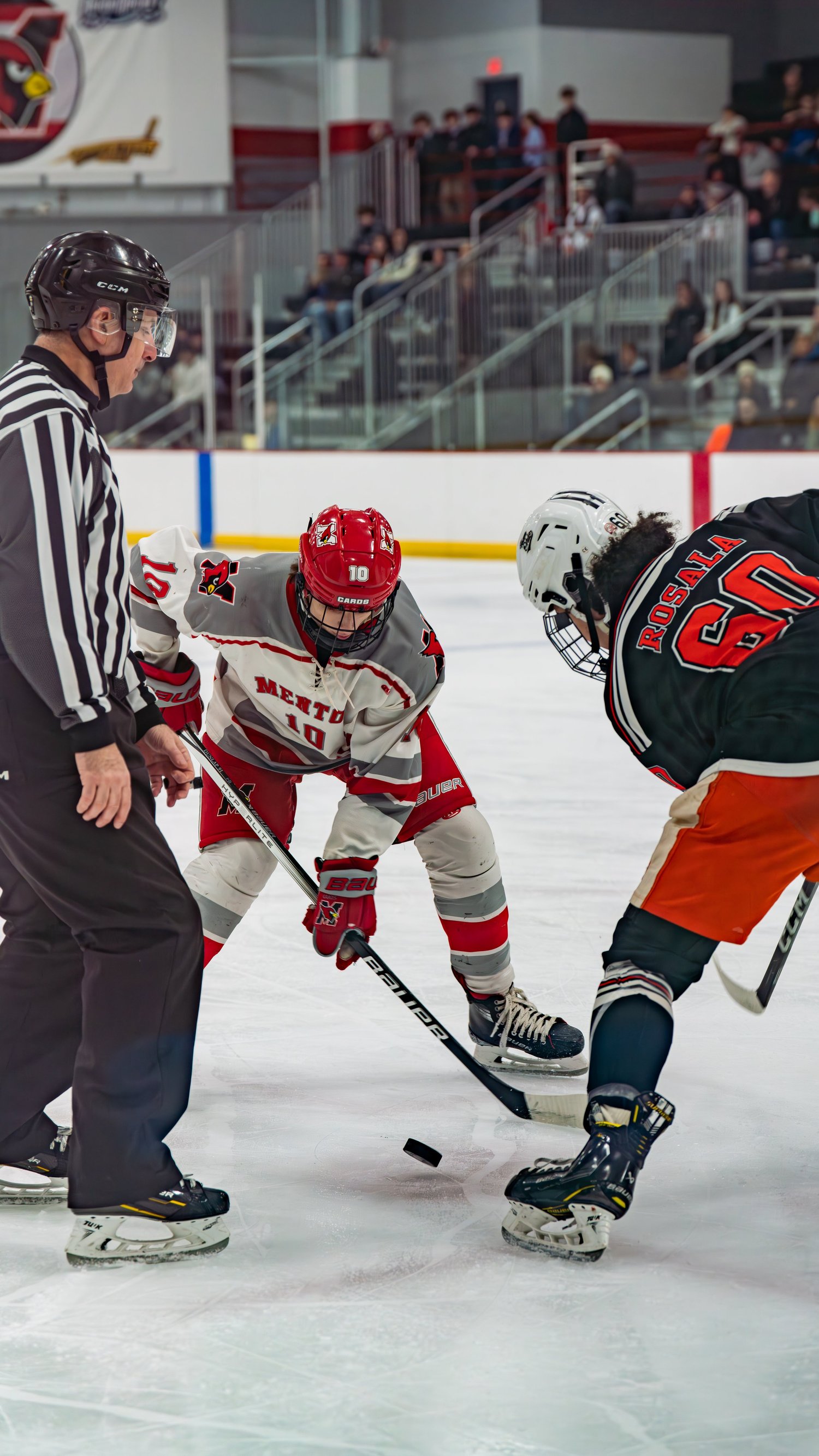 Ice hockey faceoff photographed by True North Lens