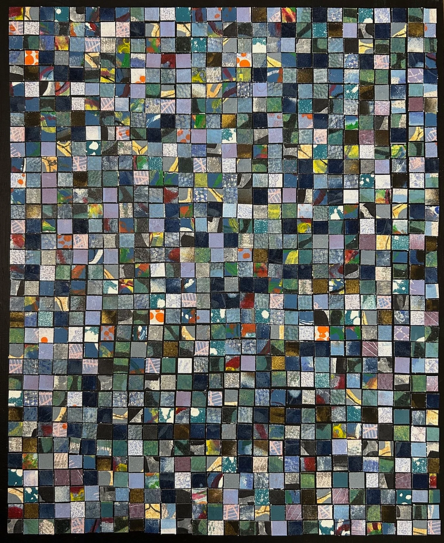 952, 2024. Monotype collage on canvas board; 20x16".