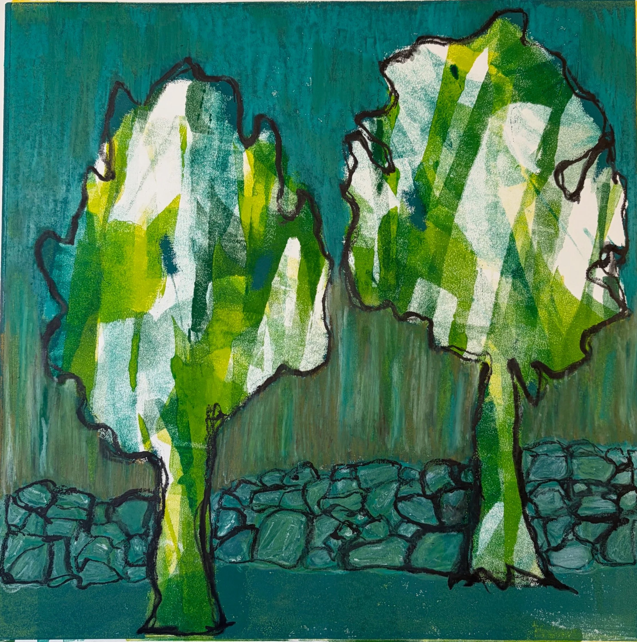 Keep Looking, 2026. Monotype with graphite and pencil; 20x20".
