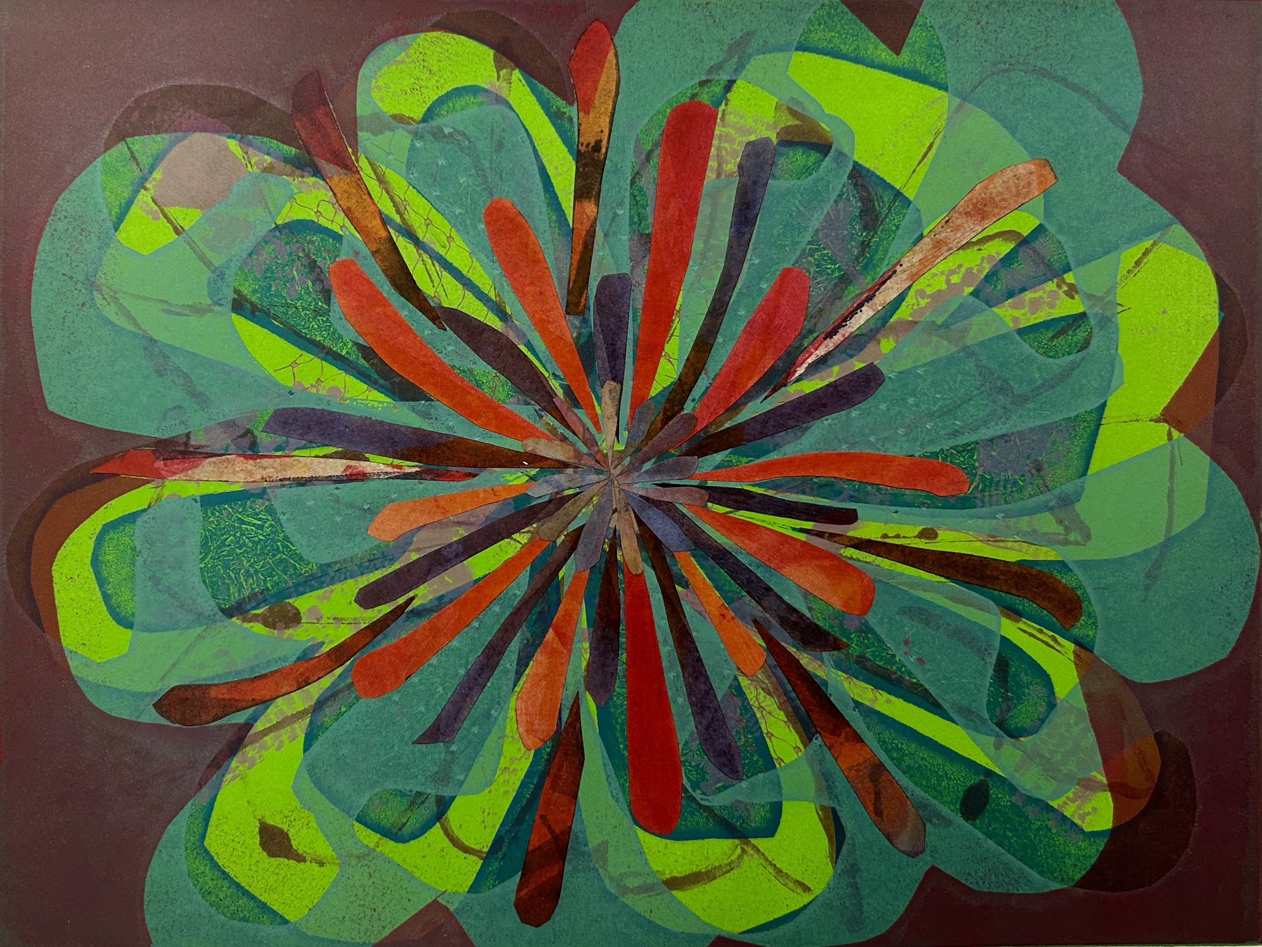 Cultivar, 2024. Monotype and collage; 12x16".