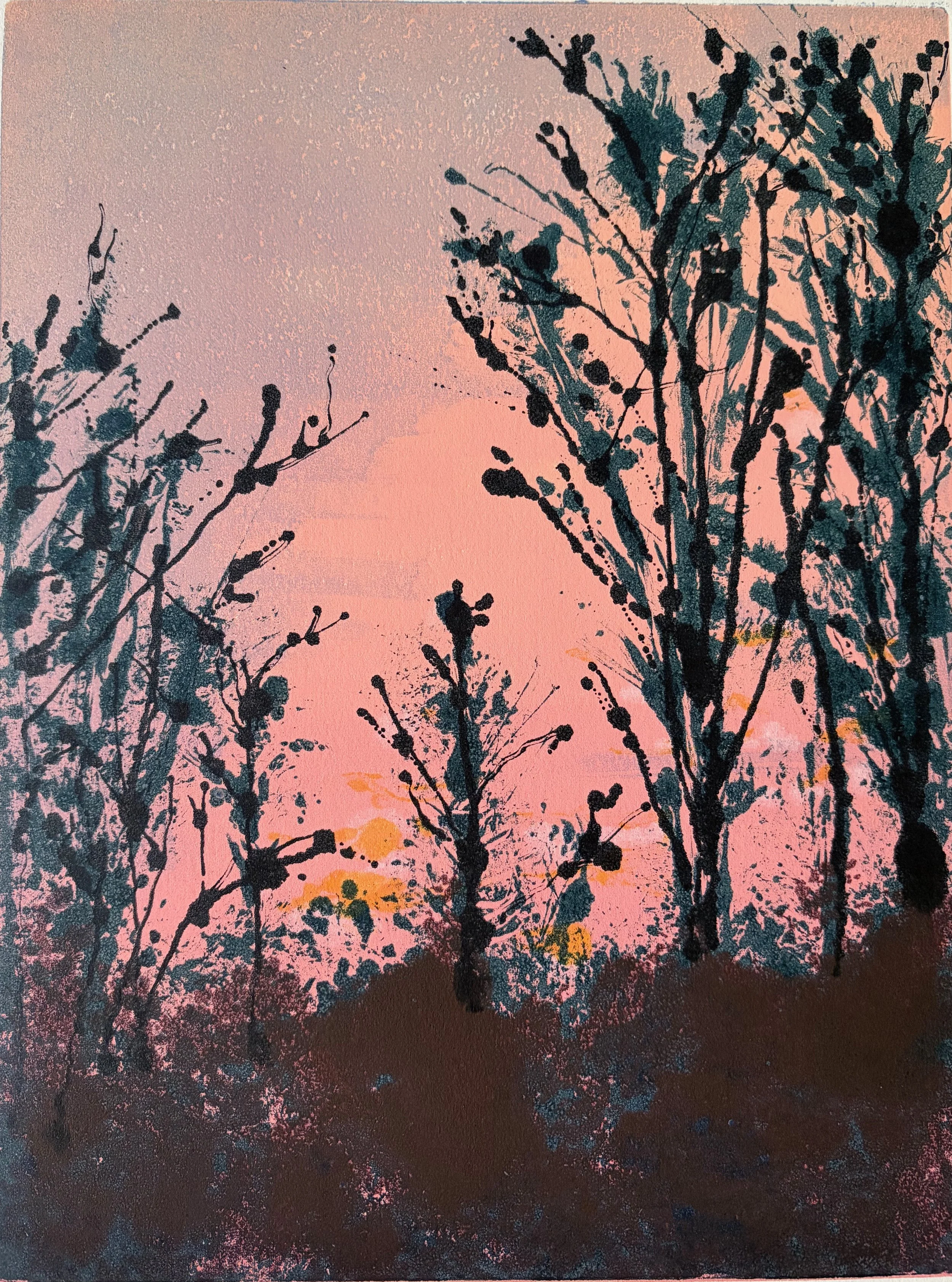 Evening Glow, 2026.  Monotype, 11x8.5".