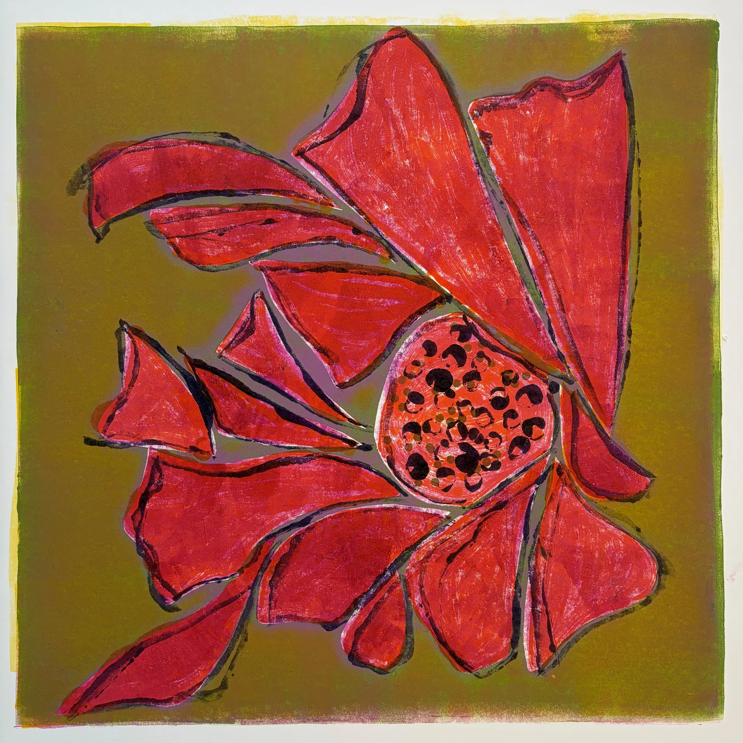 A Blaze of Glory, 2025. Monotype, 20x20".