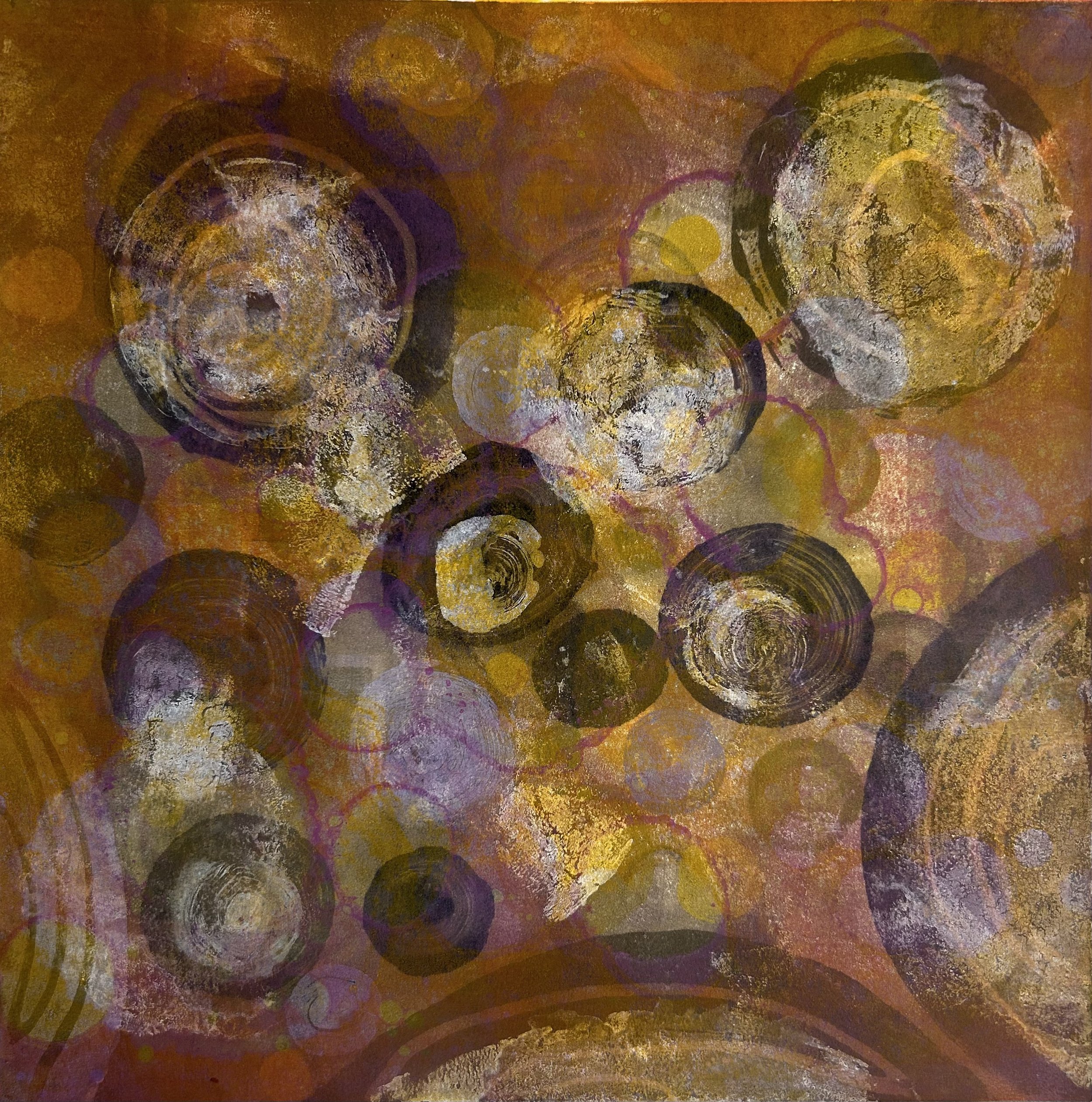 Below the Surface, 2024. Monotype, 12x12".