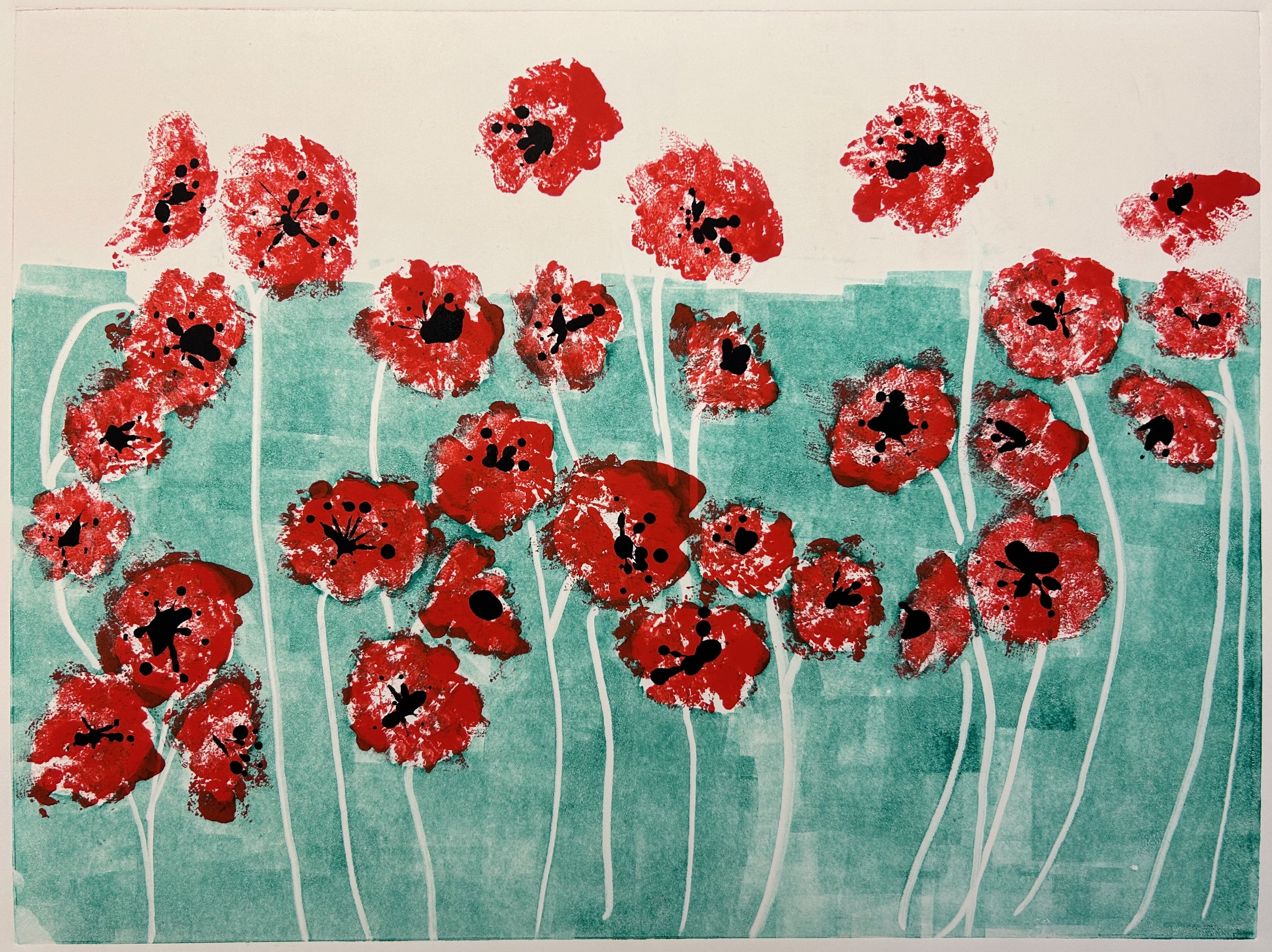 Symphony in Red, 2024. Monotype; 18x24".
