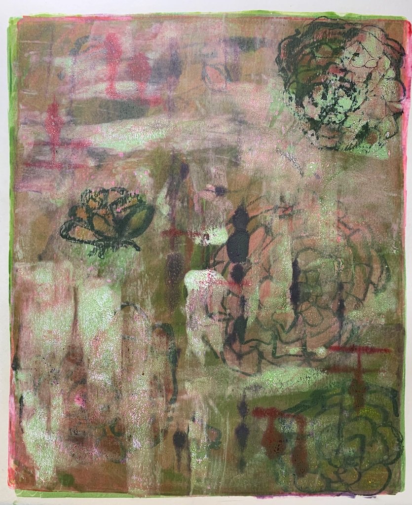 Lost Garden, 2022. Monotype and graphite; 14x12".