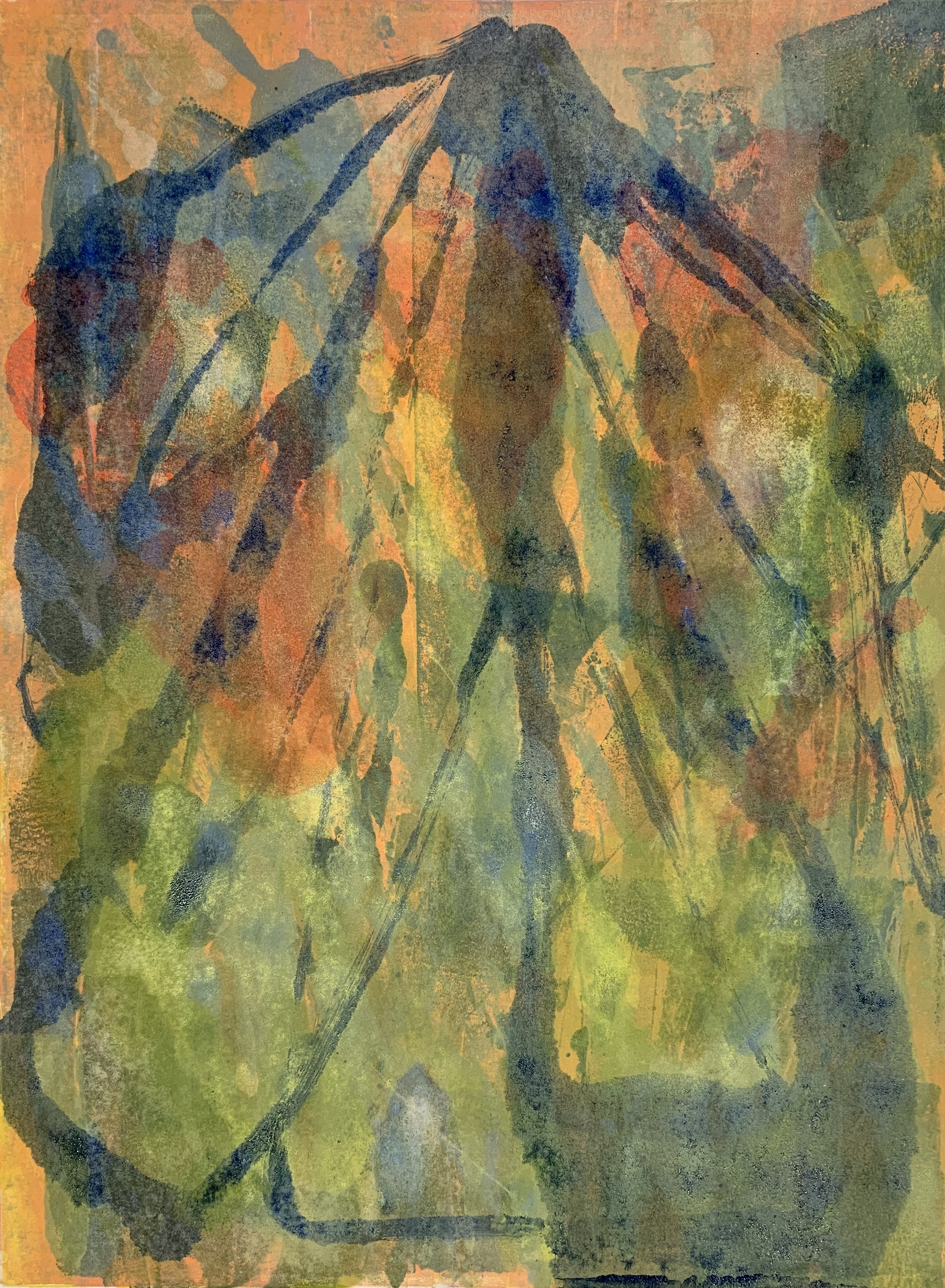 Madagascan Sunset, 2022. Monotype; 16x12".