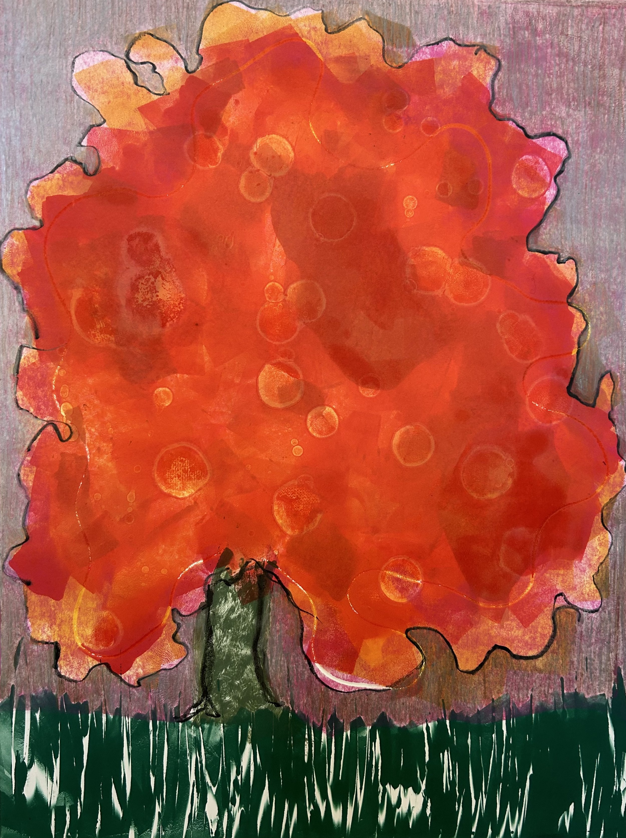 Wisdom, 2024. Monotype with graphite and colored pencil; 24x18".