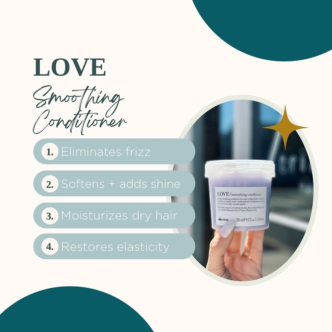 As the warmth of Spring/Summer approaches, so does the humidity&hellip; but there&rsquo;s no need to worry!

✨LOVE SMOOTH✨ has you covered. 
This smoothing conditioner works wonders, restoring elasticity, hydrating dry ends, and smoothing the cuticle