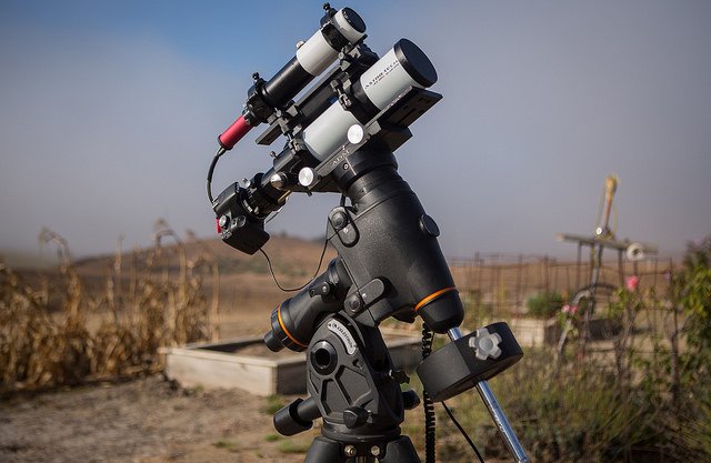 Celestron CGEM mount, AT65EDQ imaging scope, Borg 50mm guide scope,
Canon DLSR with a Baader filter, Loadstar X2 Autoguider camera.