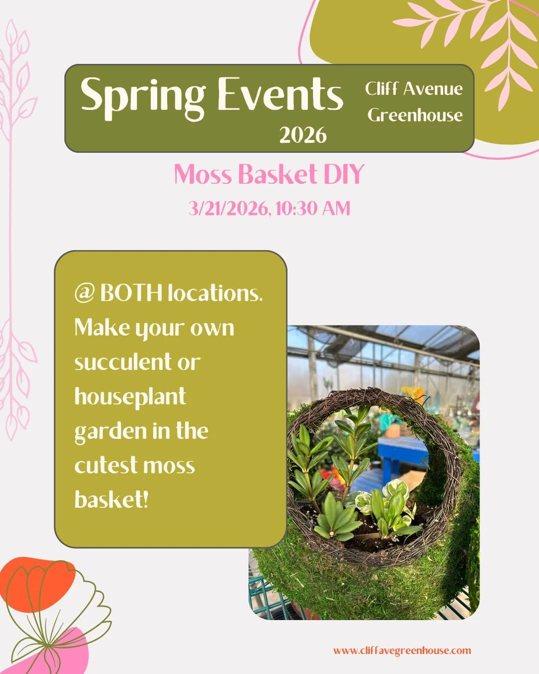 Our Moss Basket DIY is happening this Saturday and good news, it's at BOTH of our locations! Head to the link in our bio for more information on how to reserve your spot!