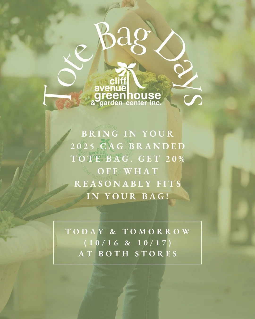 It's officially Tote Bag Days y'all! Stop into either of our stores with your 2025 CAG branded tote bag and get 20% off what you can reasonably fit in your tote 🛍️ Don't have one? Purchase one in store and get shopping! Head to the link in our bio f