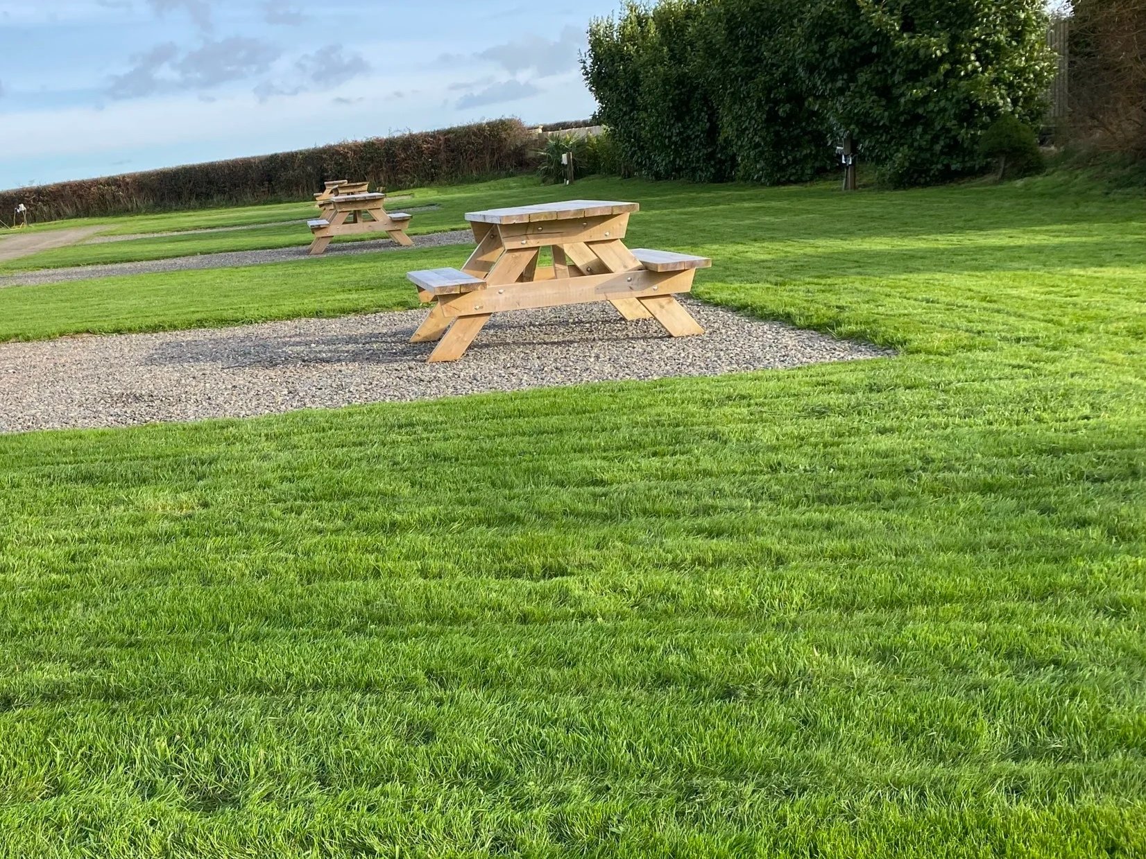 Hard standing caravan pitches with electric hook-up at Grass Roots campsite in Pembrokeshire