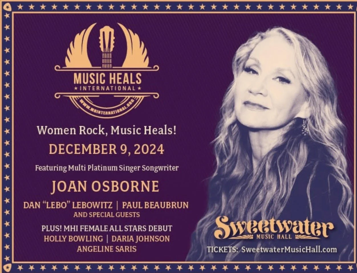 ANGELINE SARIS JOINS MUSIC HEALS BENEFIT FT. JOAN OSBORNE AND FARE THEE WELL PHIL AND FRIENDS SHOW