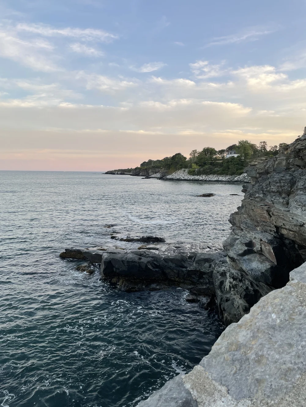 Calm coastline at sunset