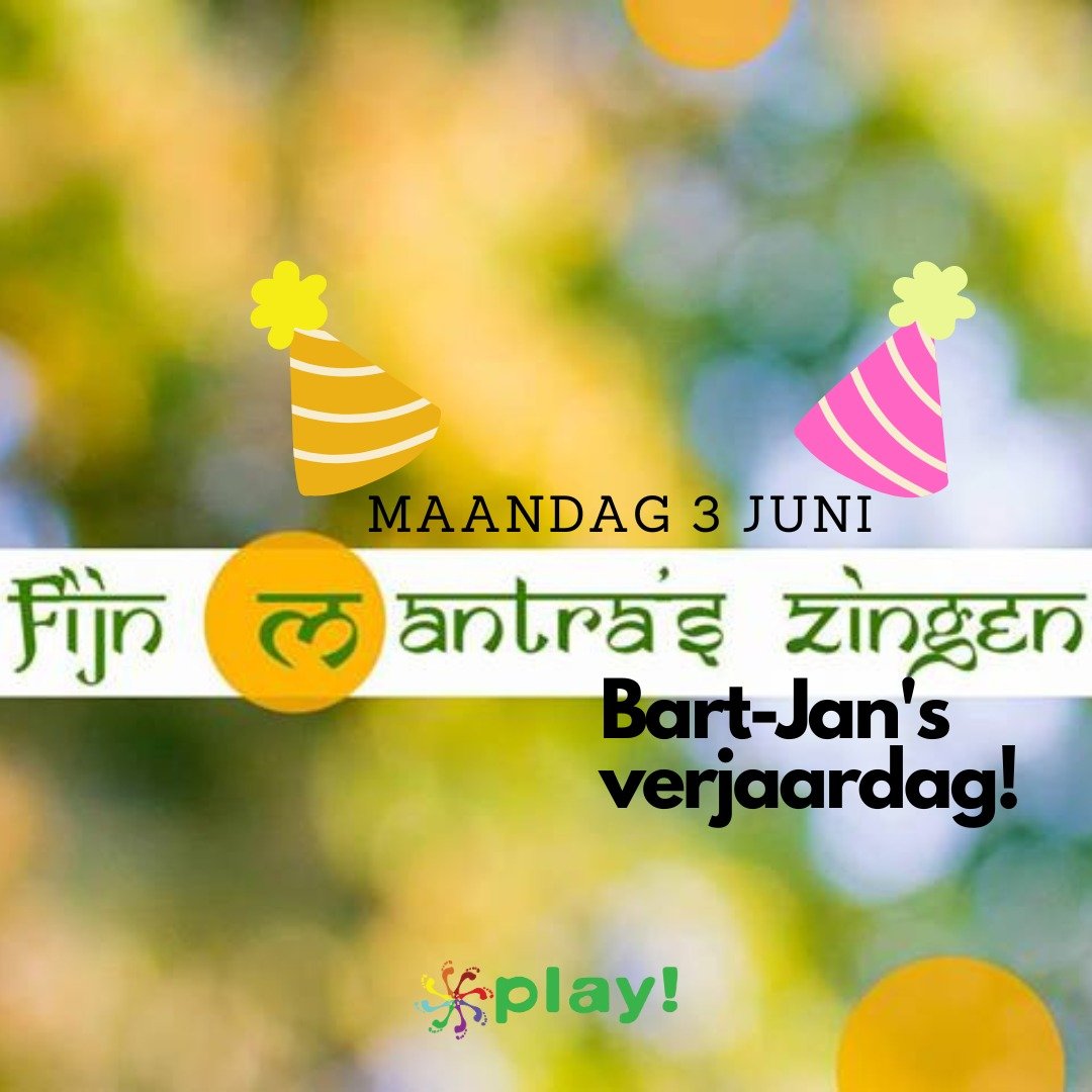 Kom je ook een klein feestje vieren/lekker zingen op Bart Jan's verjaardag? Gezellig als je erbij bent! https://hipsy.nl/shop/55431-play-utrecht-fijn-mantras-zingen-op-bart-jans-verjaardag