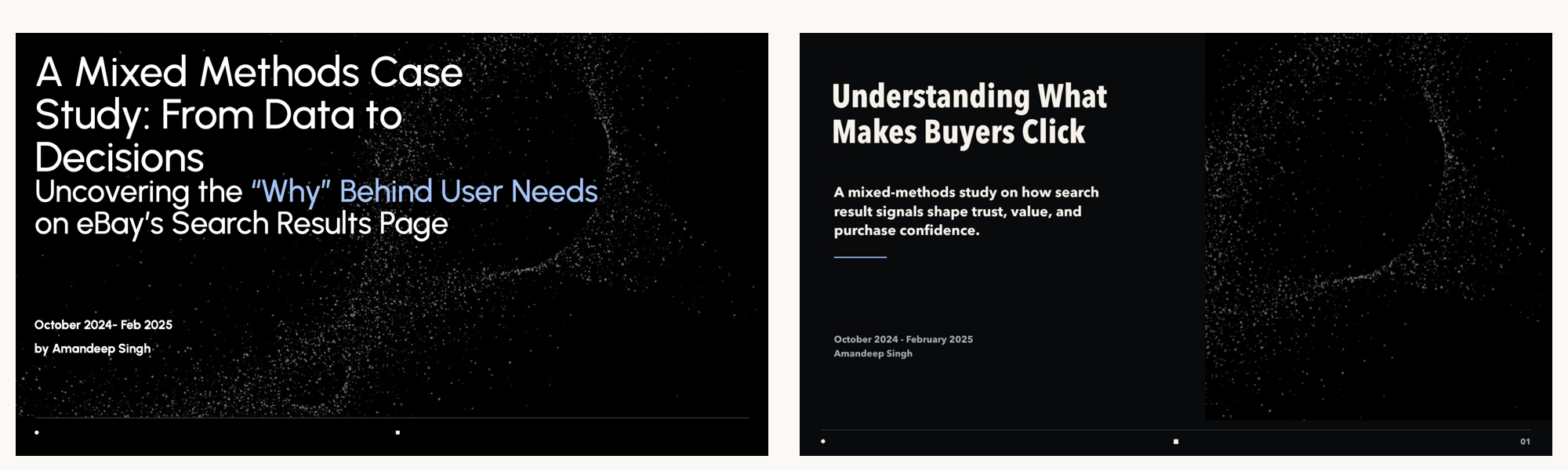 Original and rewritten case-study titles showing the shift from research readout to portfolio story.
