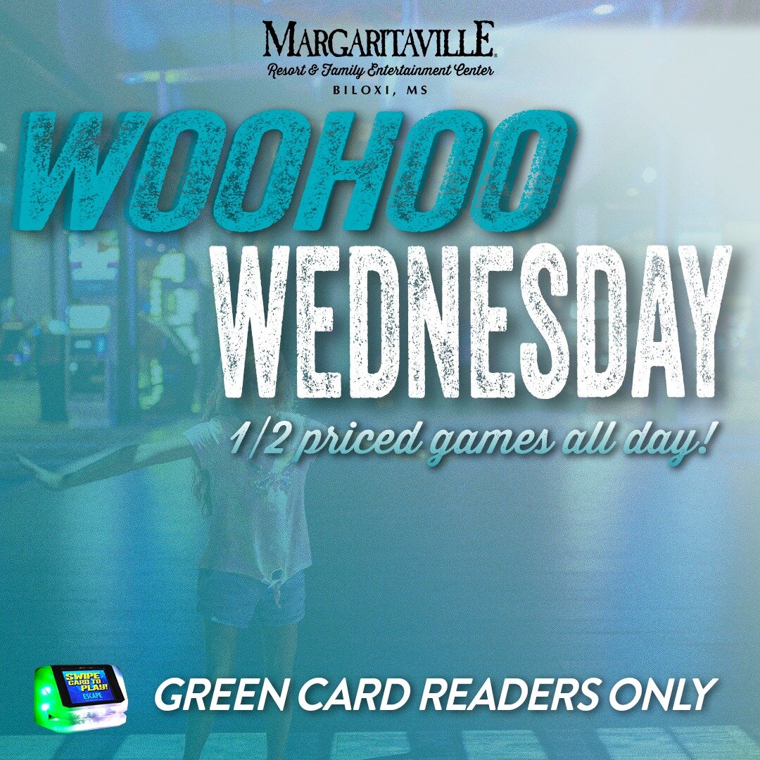 It's almost WooHoo Wednesday! Come in and enjoy half-price games all day long! We have something for everyone, so bring your friends and join in on the fun!

#WoohooWednesday #HalfPriceGames #ArcadeFun