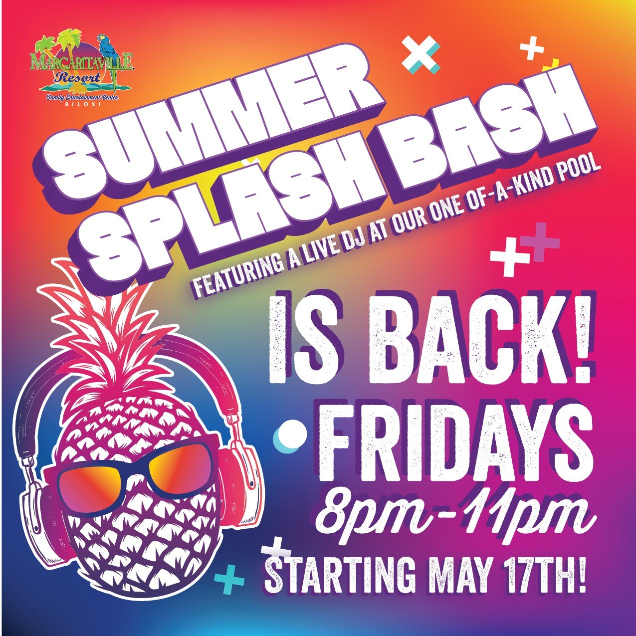 Get ready to make a splash because Summer Splash Bash is making its grand return! 🎉 Starting from May 17th, every Friday night, join us for the ultimate pool party from 8 PM to 11 PM!

$25 per person | $15 Military |  5 years and younger get in FREE