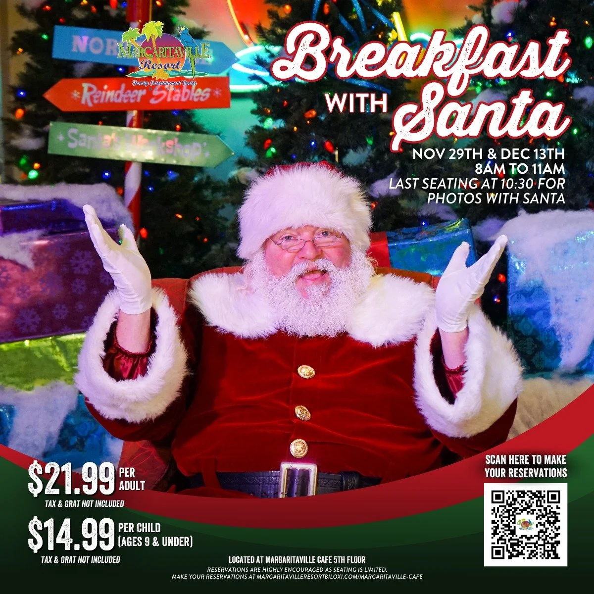 Make holiday memories that&rsquo;ll last all year!
Bring the kids for a jolly good time at Breakfast with Santa &mdash; where smiles are big, plates are full, and the magic is real.

November 29 &amp; December 13 | 8&ndash;11 AM
Photos with Santa unt