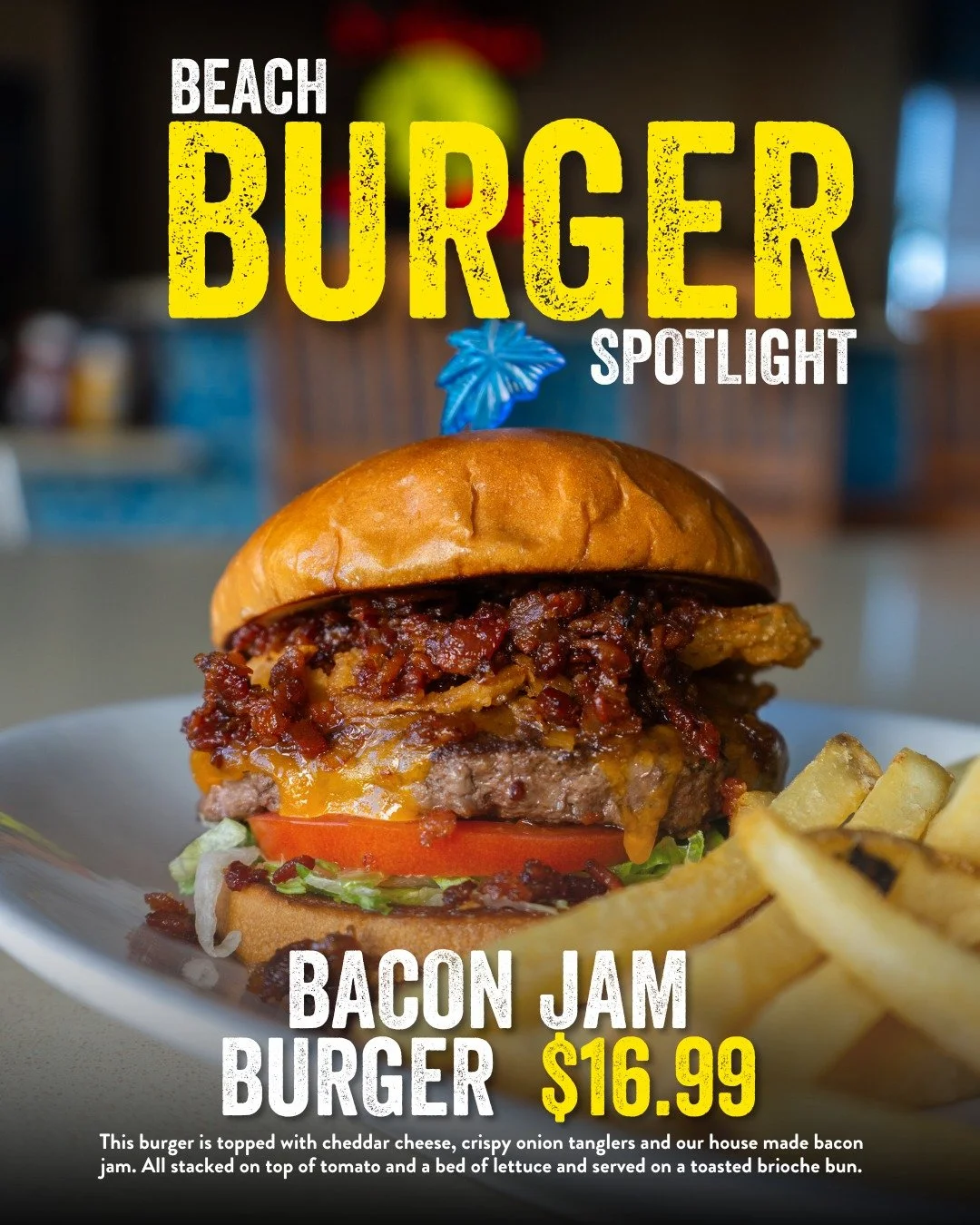 Sweet meets smoky. Crunch meets juicy.
Meet the Bacon Jam Burger, where every bite hits all the right notes.

Served up fresh all month long for $16.99 - only at Margaritaville Biloxi!

#BeachBurgerSpotlight #BurgerTime #MargaritavilleResortBiloxi