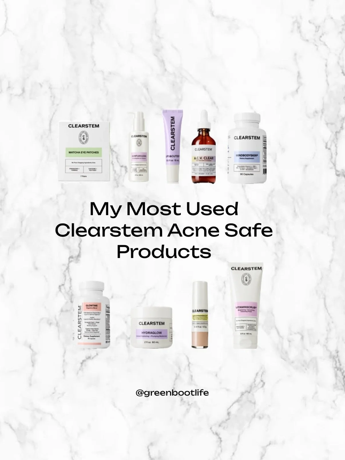 Updated @clearstemskincare called for an updated post! Swipe through to see all my most used products from them now, and today is the LAST DAY TO SAVE 23% with my code GREENBOOTLIFE. 💚

Note: I&rsquo;m still using the old HYDRAGLOW formula as I stoc