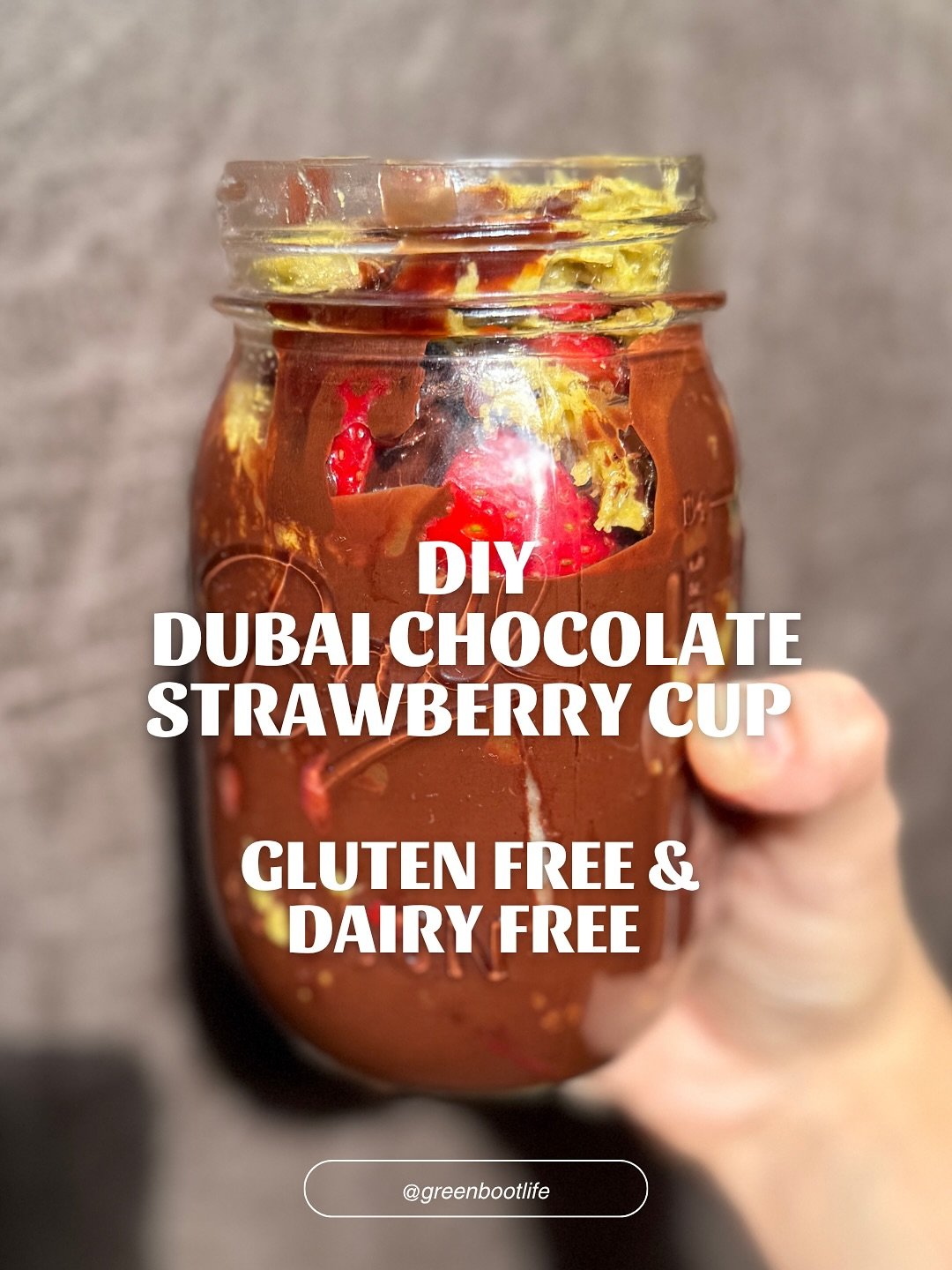 Gluten free, dairy free DUBAI CHOCOLATE  STRAWBERRY CUP recipe! ➡️

I&rsquo;ve been wanting to create this at home for so long, and I finally found all the best and cleanest ingredients, so I HAD to share it with you!! 

Comment DUBAI and I&rsquo;ll 