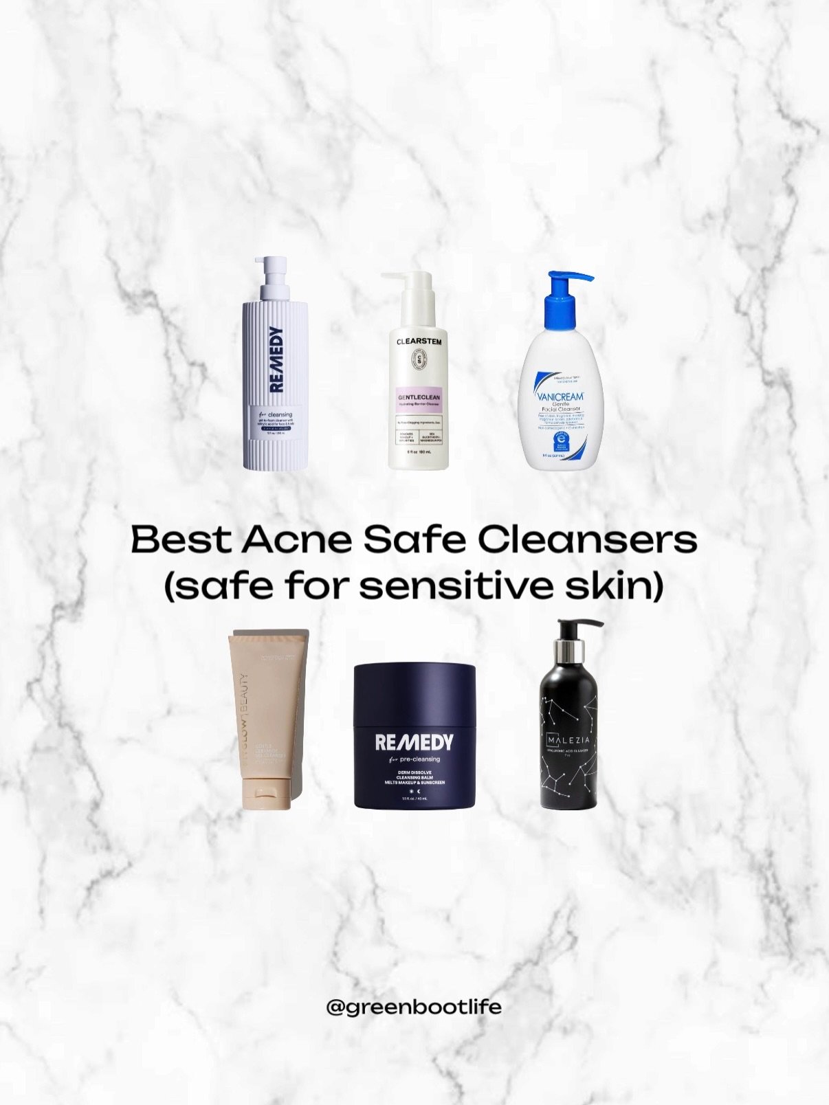 ➡️➡️➡️ You asked for it, and I&rsquo;m happy to share: the best acne safe cleansers (for sensitive skin, too!) 

You can save with code GREENBOOTLIFE on all of these brands except Vanicream. 

Comment CLEANSE and I&rsquo;ll send them to your inbox fo