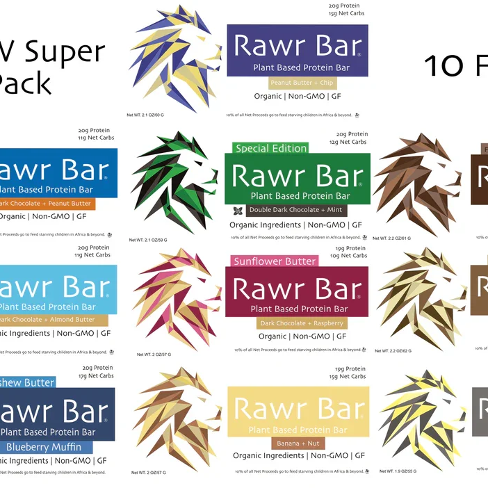 Rawr Bars: protein bars made from real food, recognizable ingredients. These bars are made with organic ingredients and are always GMO free, dairy free, soy free and devoid of any natural or artificial flavors or refined sugars.