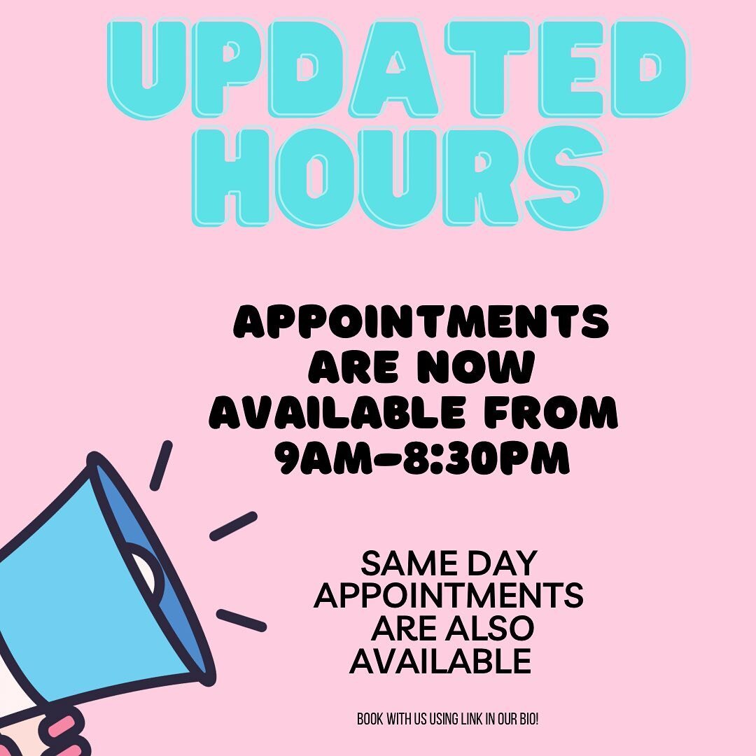 Make sure you take advantage of our updated hours! 

There&rsquo;s no reason you shouldn&rsquo;t be able to fit in monthly sugaring services into your schedule with our extended hours. 

Book your appointments now or even
book them within the same da