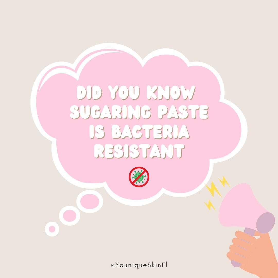 🗣🗣 Did you know Sugaring is the most sanitary form of hair removal that is currently available for consumers? Yes ladies it&rsquo;s 100% true! 

🚫 Bacteria CANNOT breed in high concentrations of sugar, therefore leaves no room for the possibility 