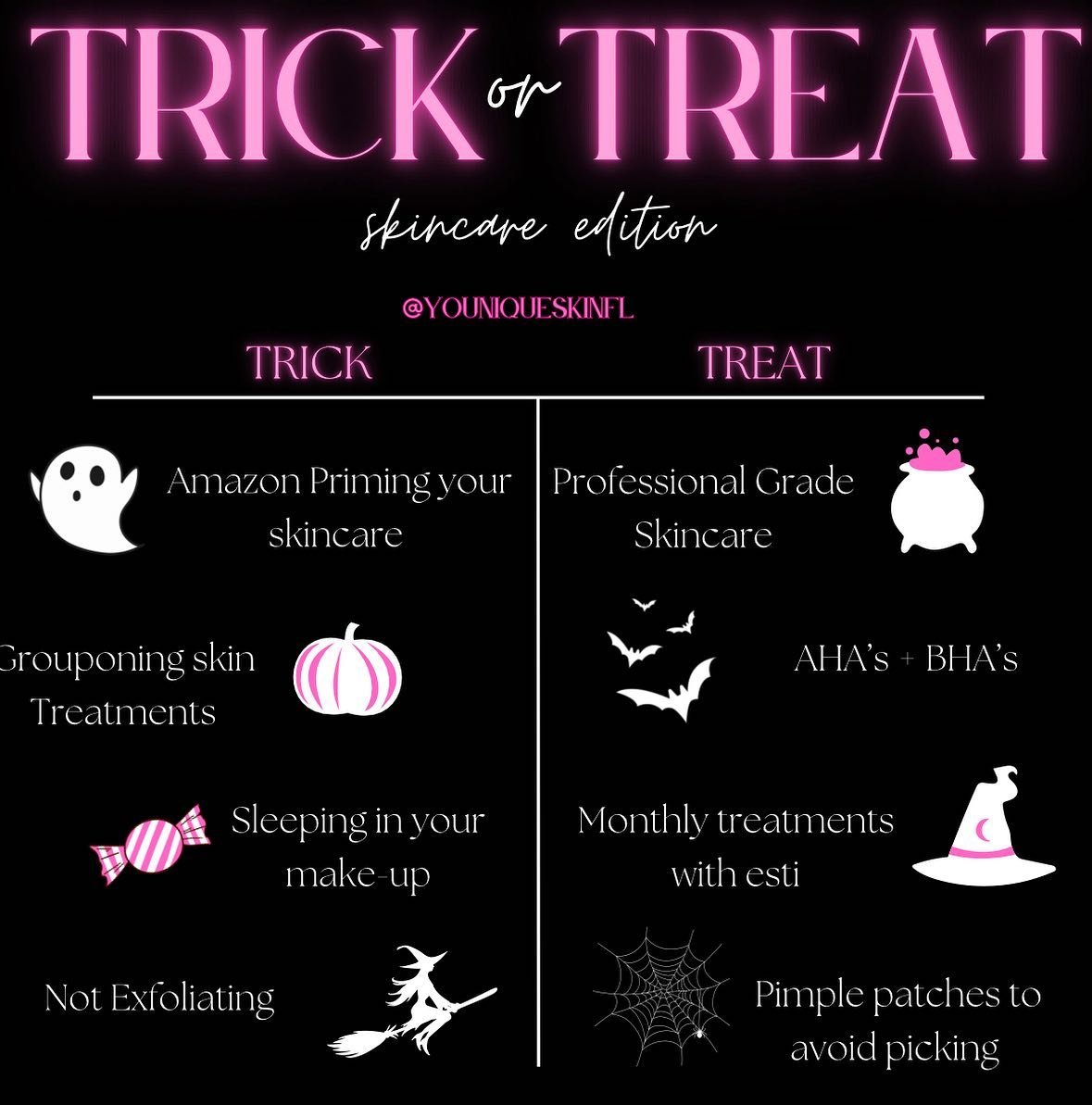 All treats here please 👻🖤

Check out our services using the link in our bio or DM us regarding any Sugaring/Skincare concerns! 

Happy Halloween 🕷️🕸️🕸️