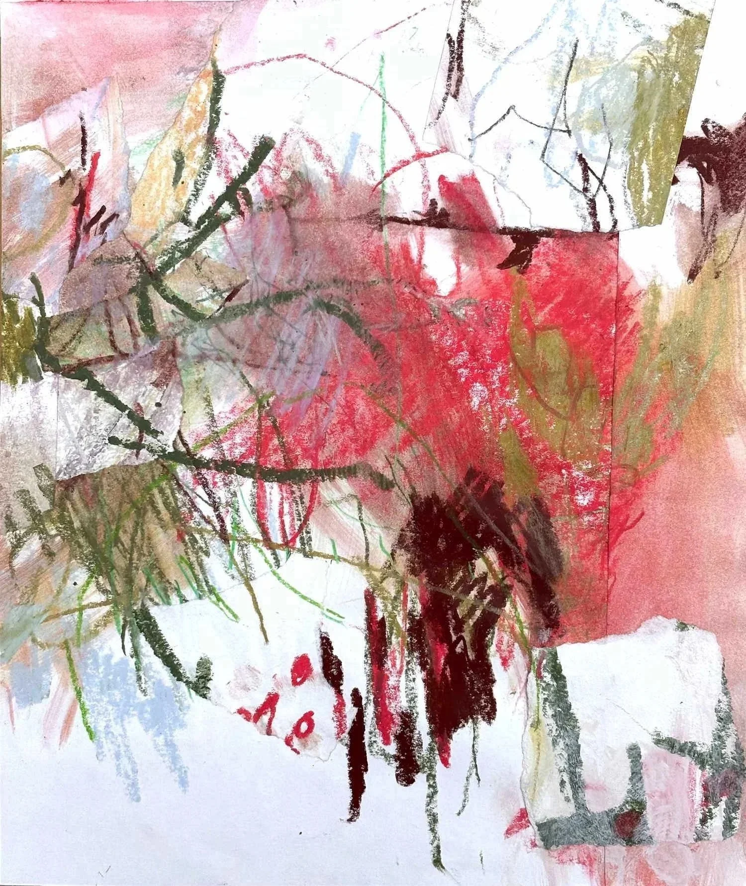 FALLING SOUND 3 • Pastel & collage on paper • 29.6 × 24.9 cm