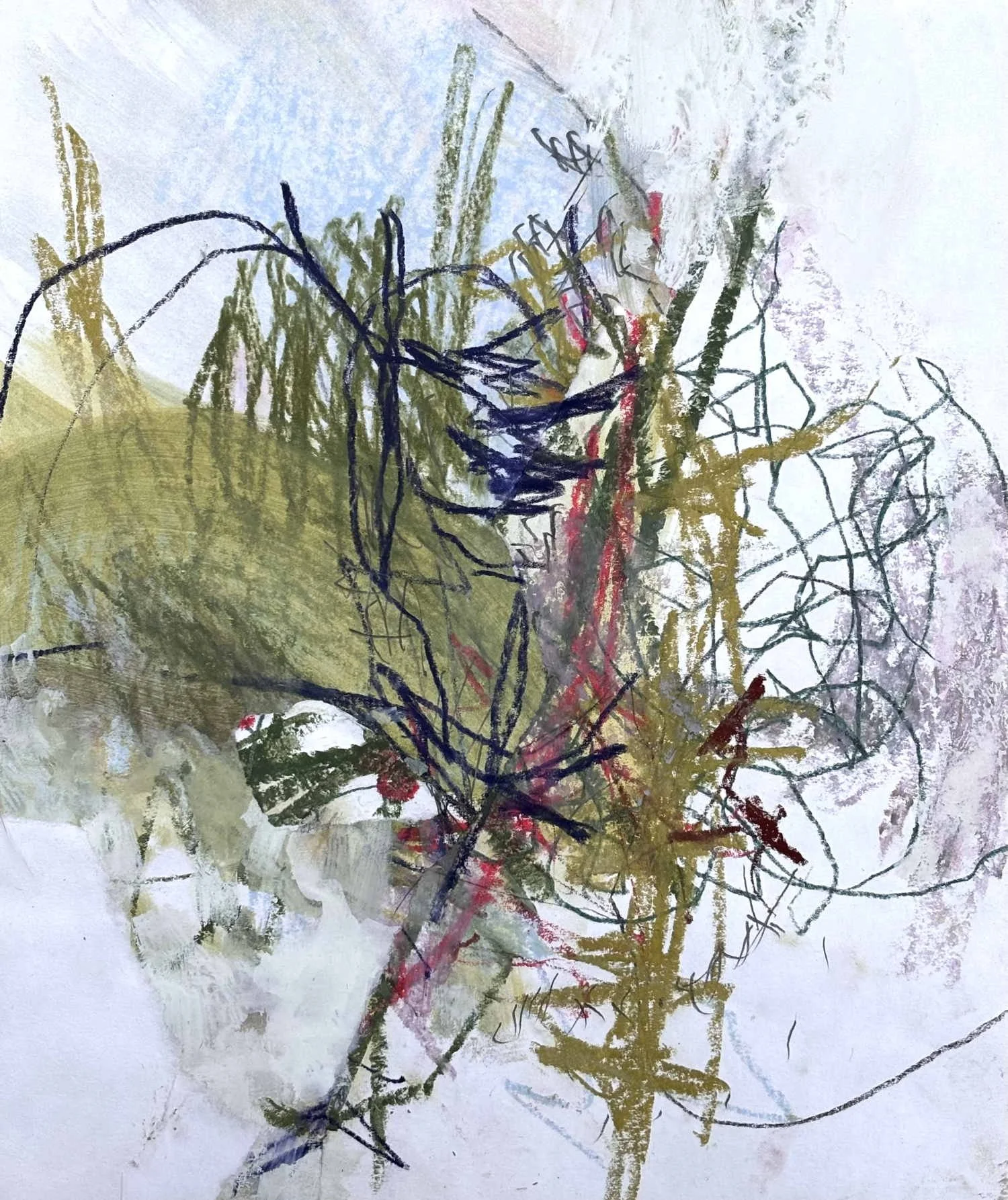 FALLING SOUND 1 • Pastel, gouache &  collage on paper • 29.6 × 24.9 cm