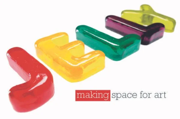 Logo for Jelly arts with 3-dimensional letters