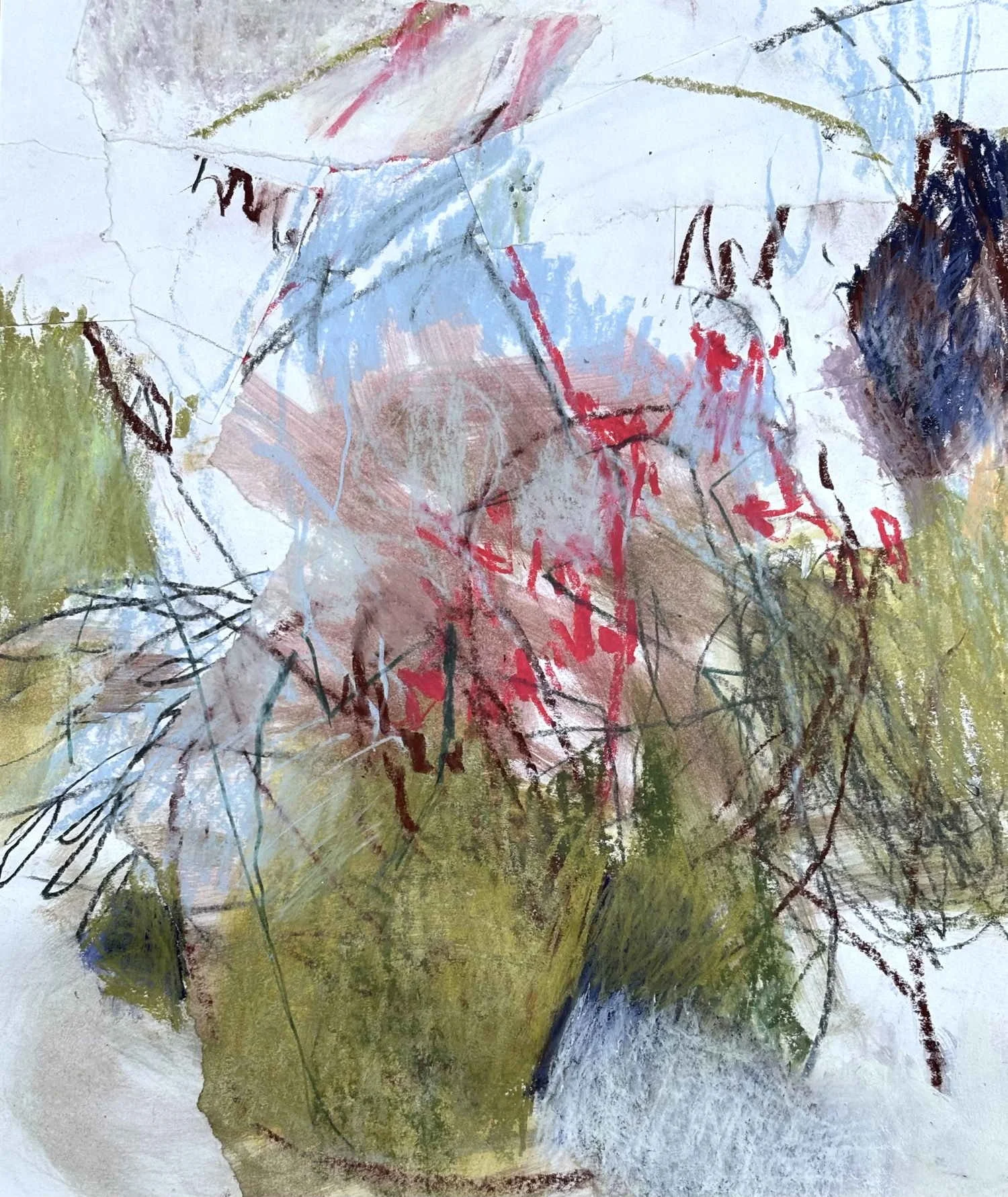 FALLING SOUND 2 • Pastel & collage on paper • 29.6 × 24.9 cm