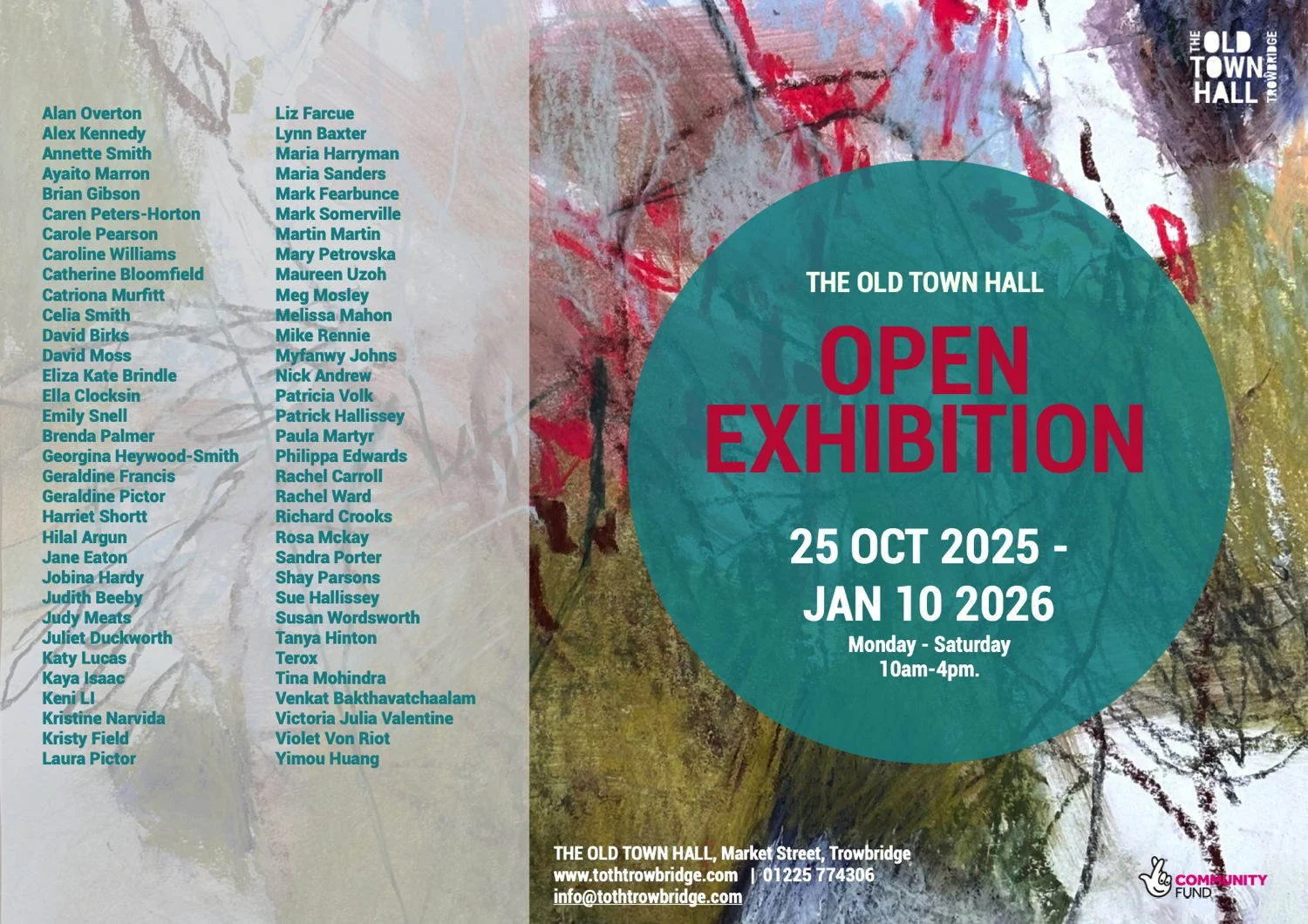 Flyer full text and image for Trowbridge Old Town Hall Open Exhibition 2025