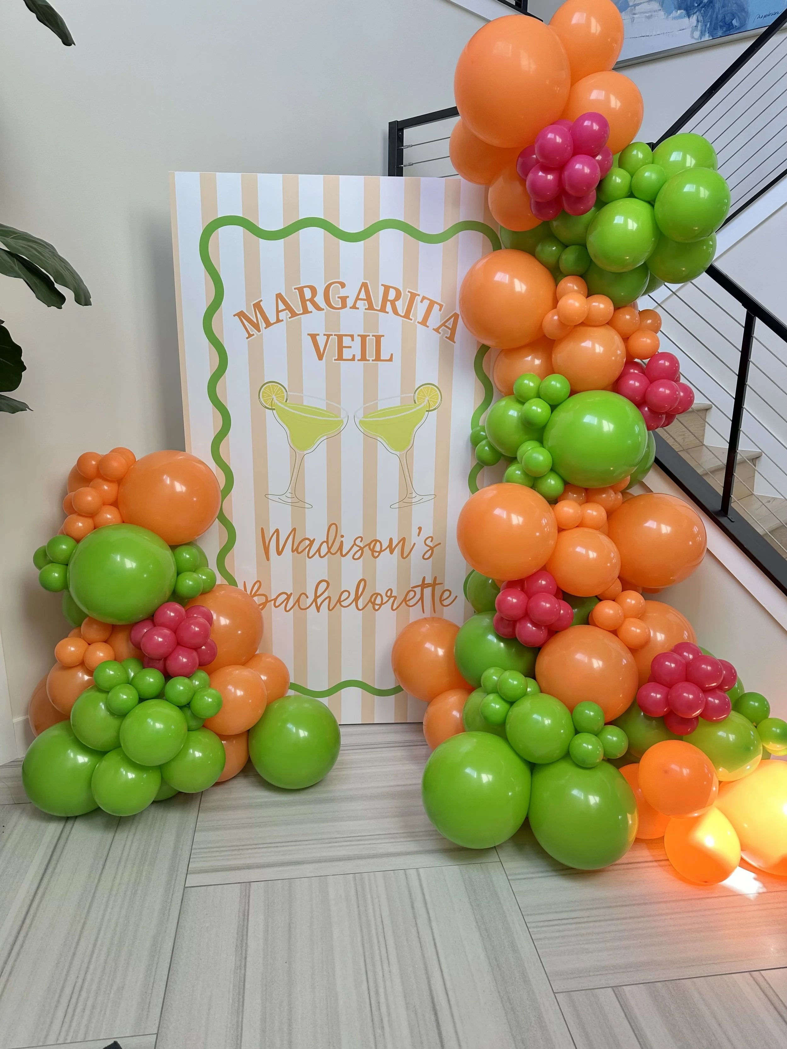 Custom designed Balloon Backdrop. Margarita Veil Bachelorette Theme