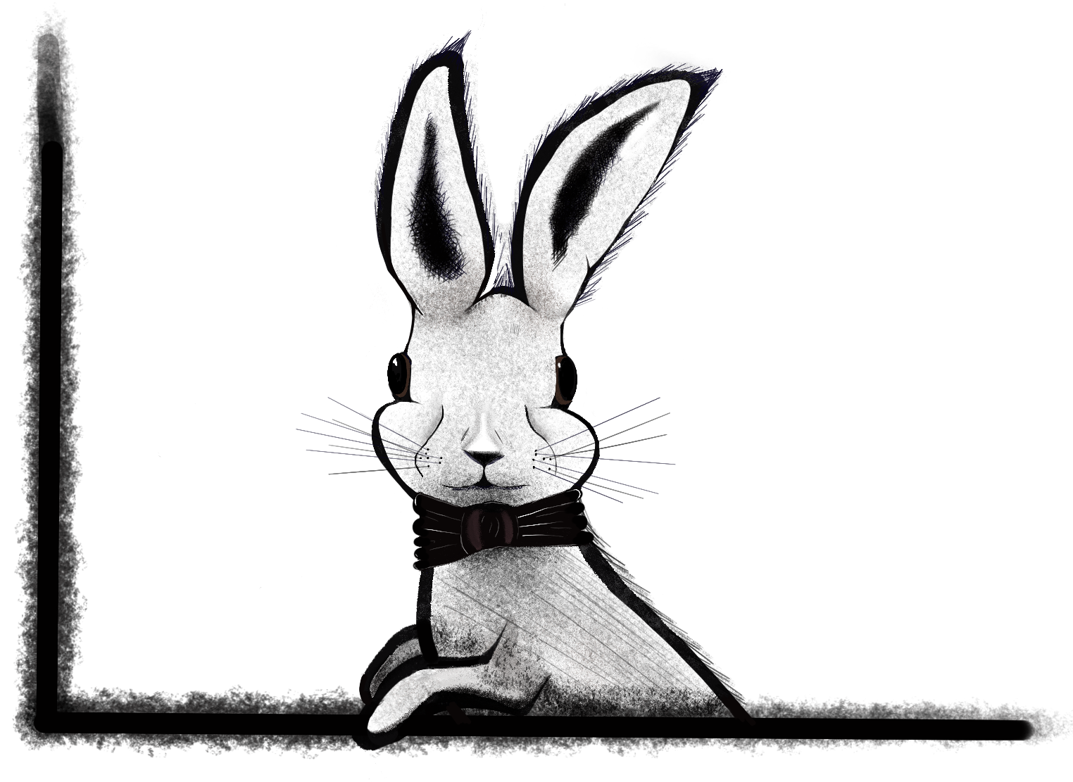 illustrated Hare (rabbit)  in bow tie