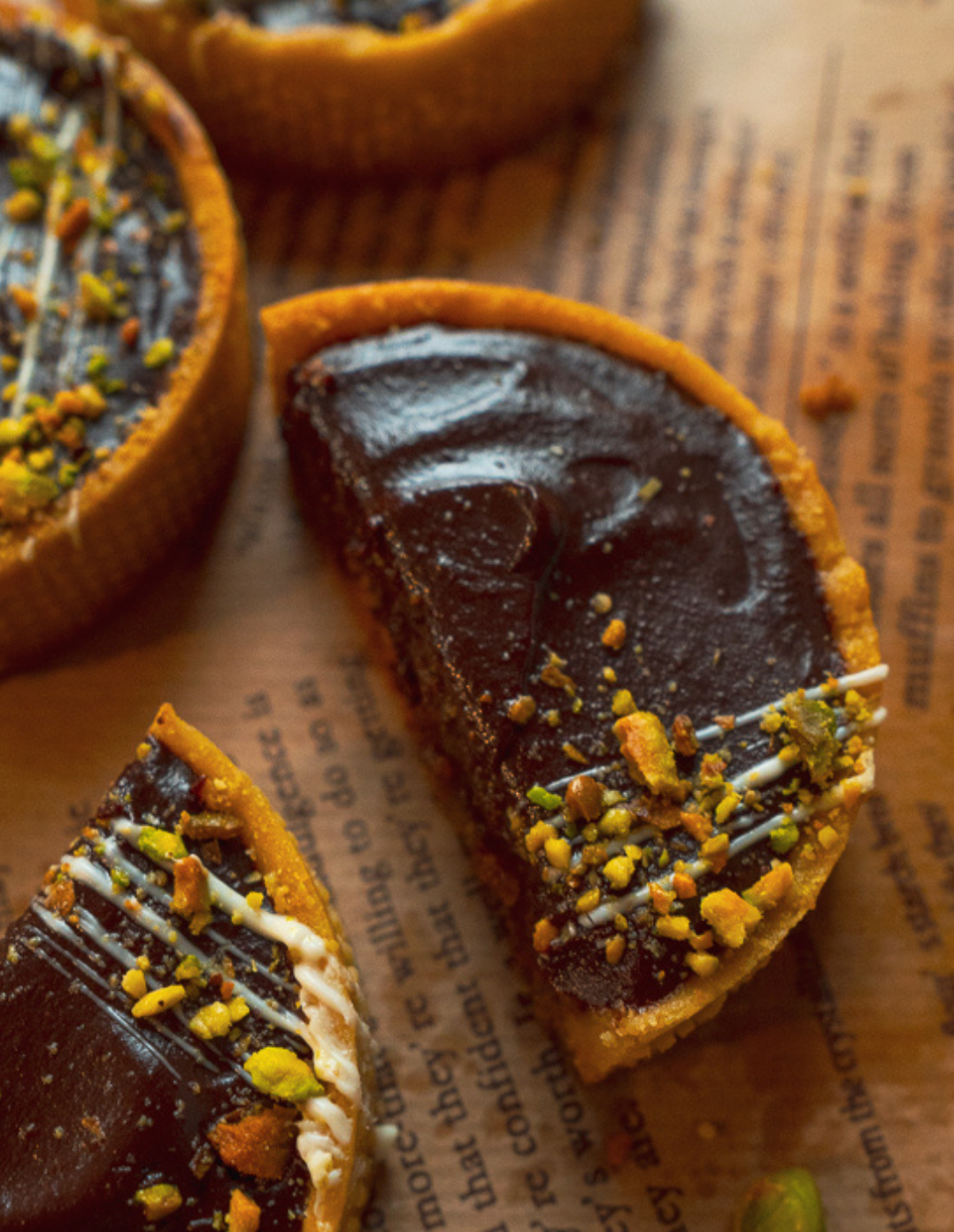 Pistachio &amp; Dark Chocolate Ganache Tart