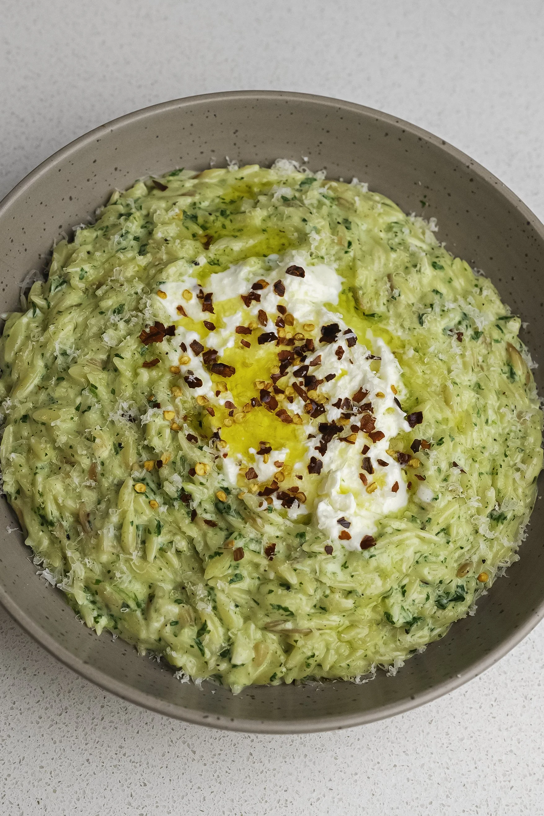 Pesto &amp; Burrata Orzo