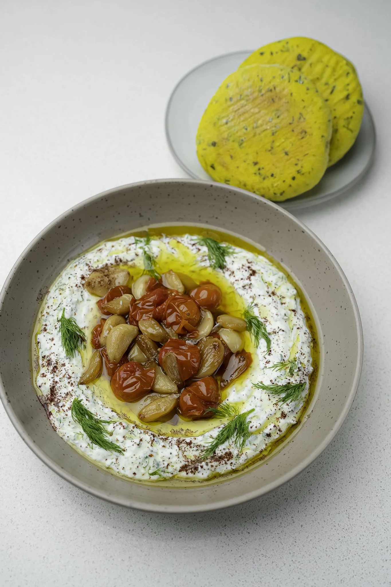 Turmeric Pita &amp; Garlic Yogurt Dip