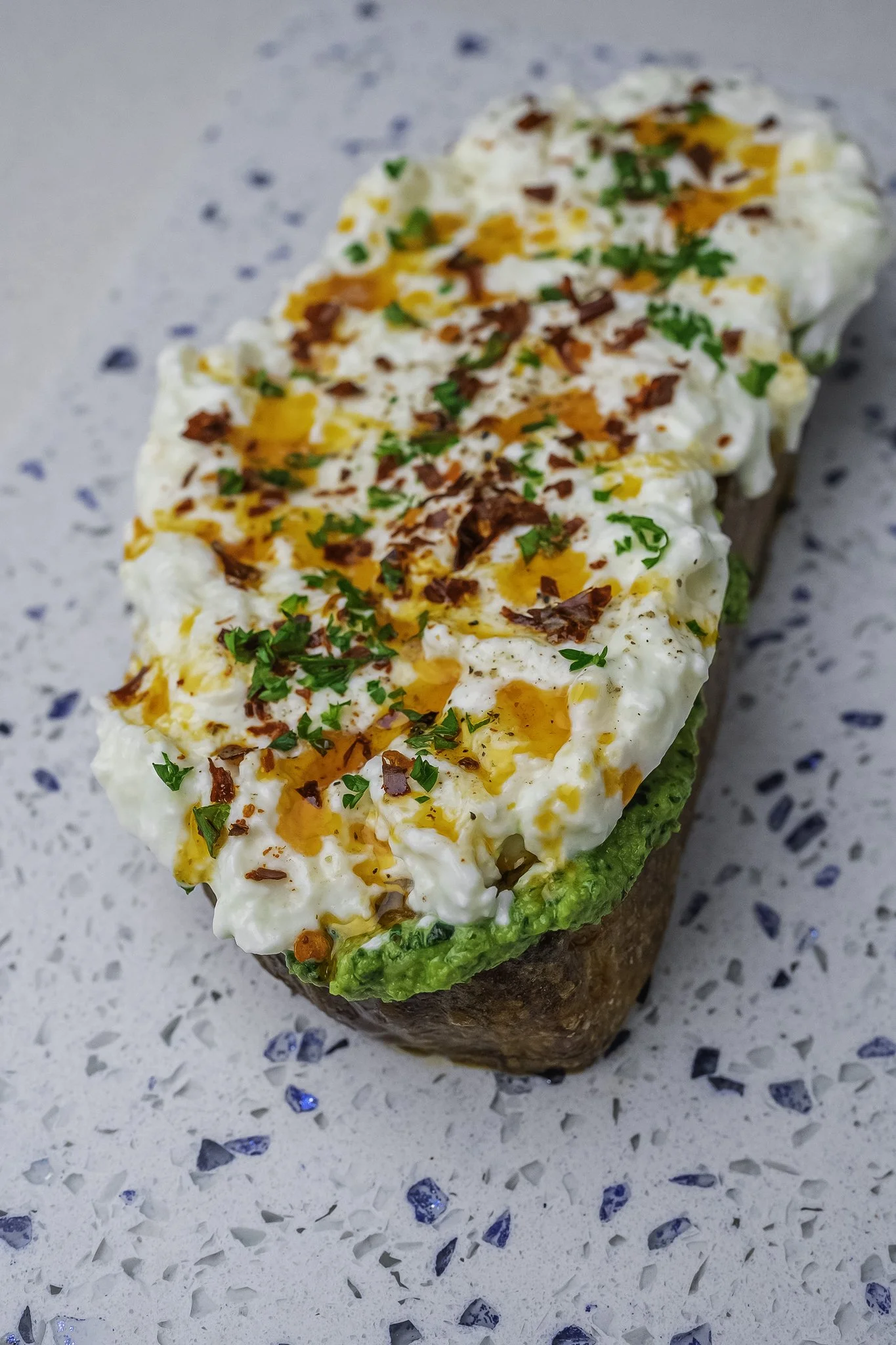 Olive Pesto &amp; Burrata Toast