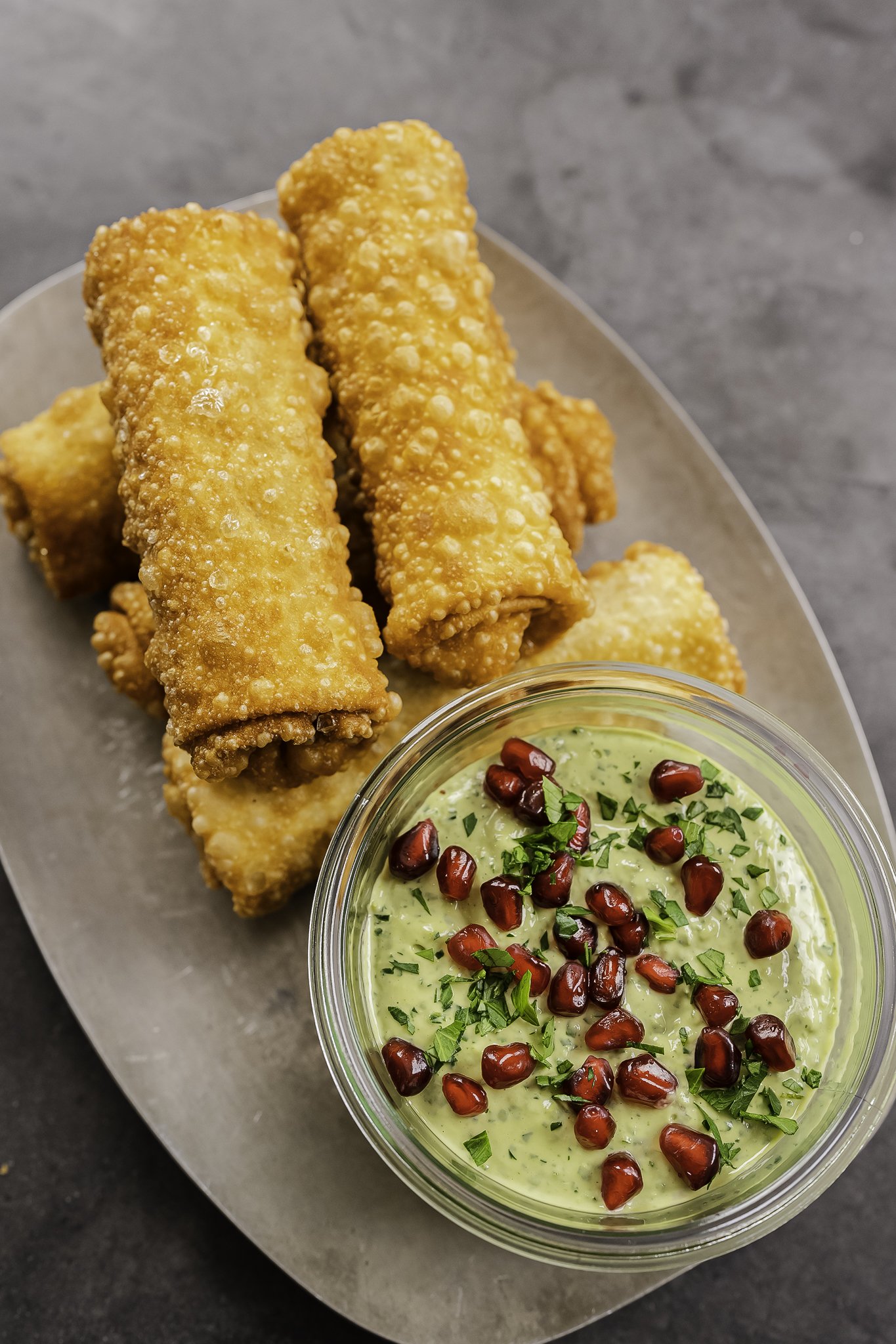 Golden Beef Rolls with Sweet Tanzia Filling &amp; Tahini Sauce