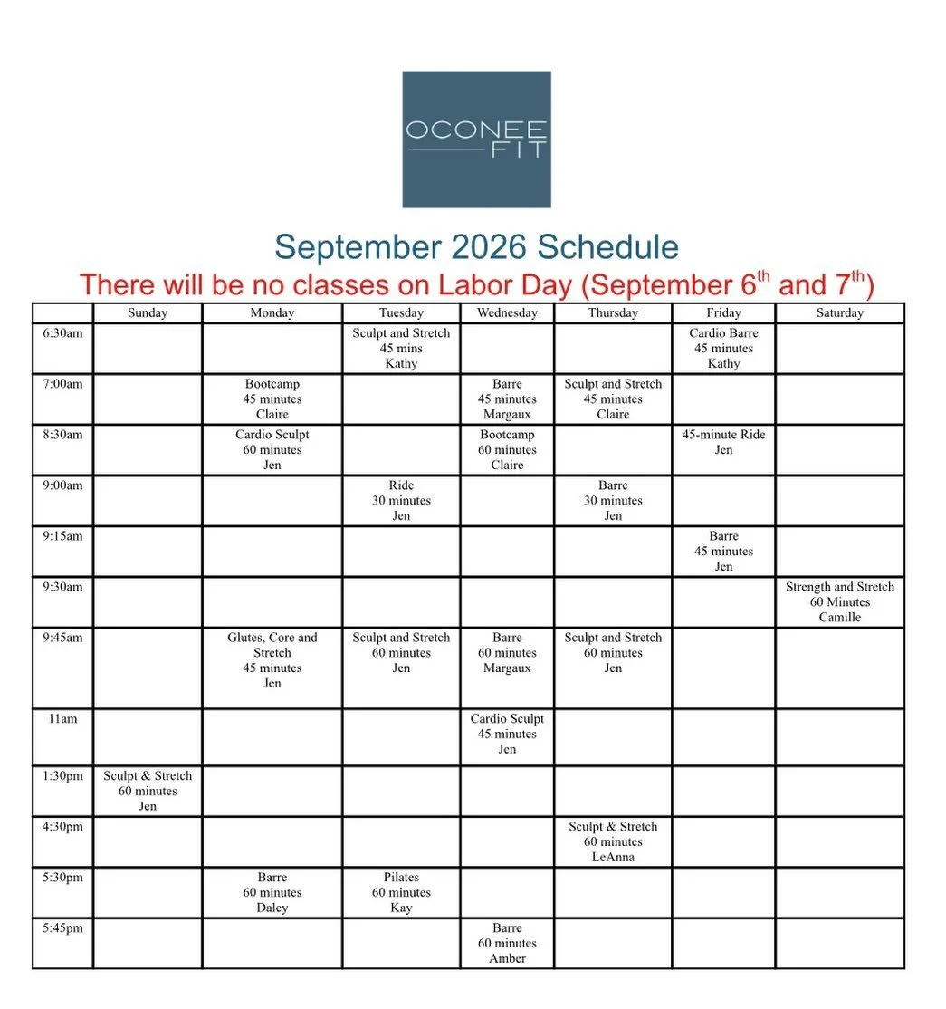 ✨ September Schedule is Here! ✨
Our September schedule has officially dropped, and we&rsquo;re bringing back all the same amazing classes you loved last month! 💪

We&rsquo;ve made a few exciting updates:
🧖&zwj;♀️ Wednesday Barre Class is now at 5:4