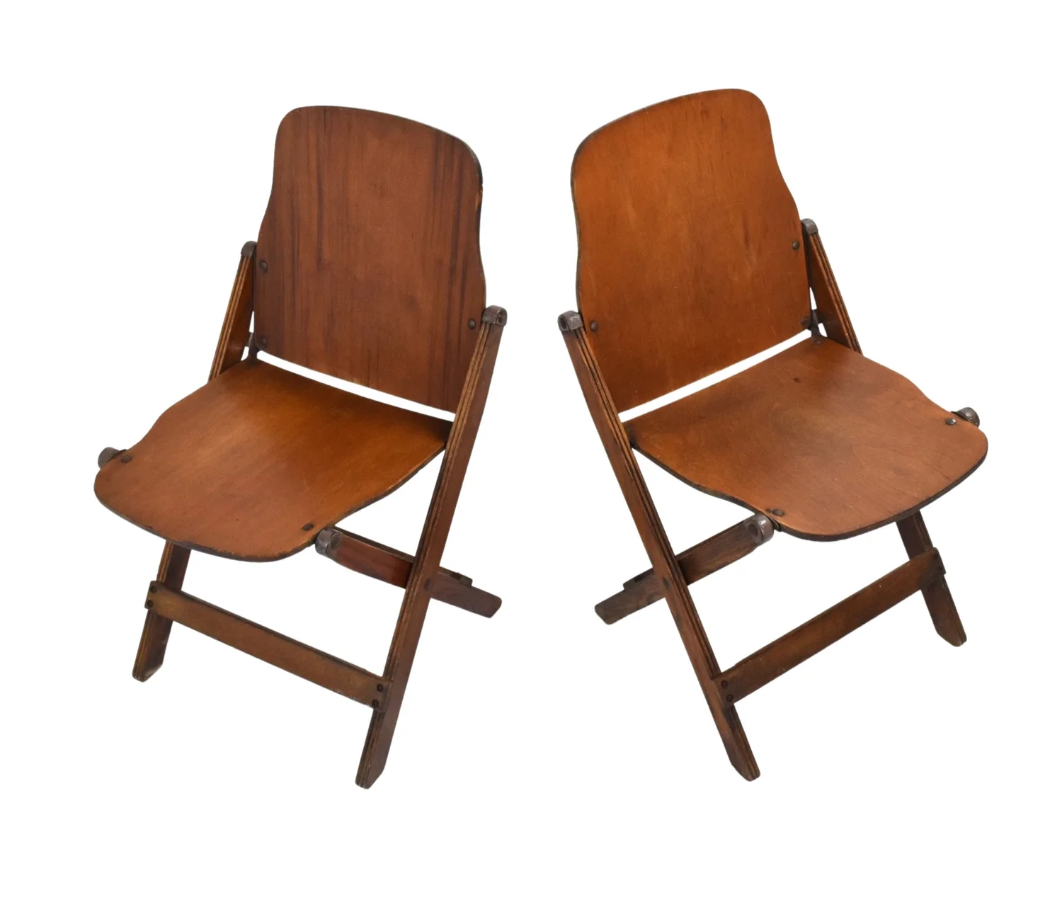 SOLD - 1940s Pair US Army Issued WWII Bentwood Folding Chairs 
