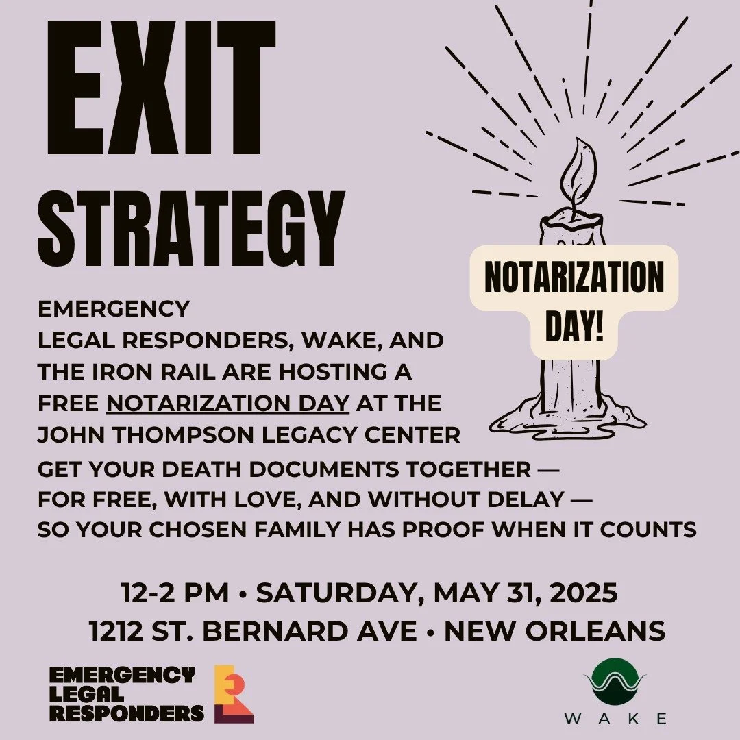 🕯️ EXIT STRATEGY 🕯️
Death is inevitable &mdash; bureaucracy shouldn&rsquo;t be. Especially during Disaster Season.

When the grid goes down, the systems designed to protect us often fail. That&rsquo;s why we&rsquo;re hosting Notarization Day &mdash