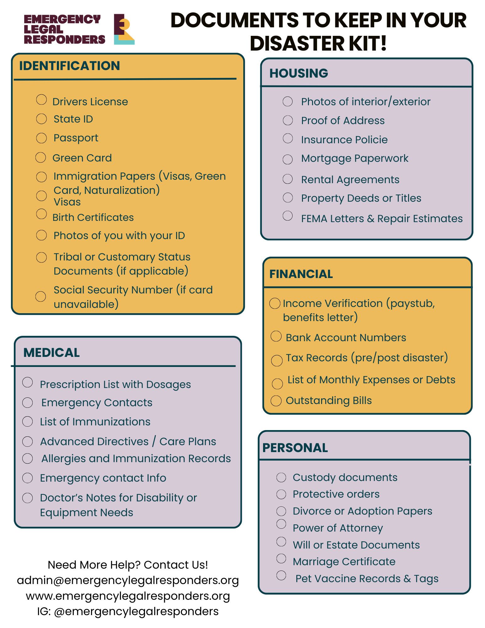 disaser document checklist