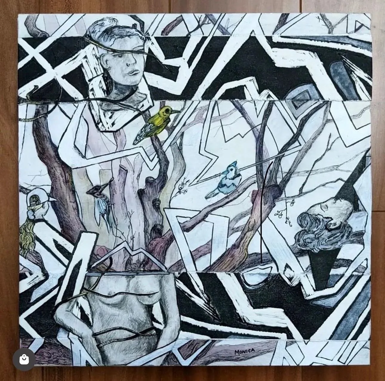 What does feminist art look like? Spoiler: it doesn&rsquo;t have to look like anything.

This mixed media piece is a collage of contradictions &mdash; soft and jagged, natural and constructed, fragmented and whole. Birds carry stories of freedom, whi